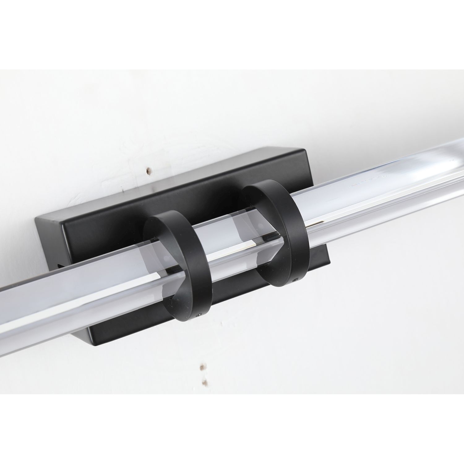 LED Spiegelleuchte Metall Glas Schwarz IP44 B:46,5 cm