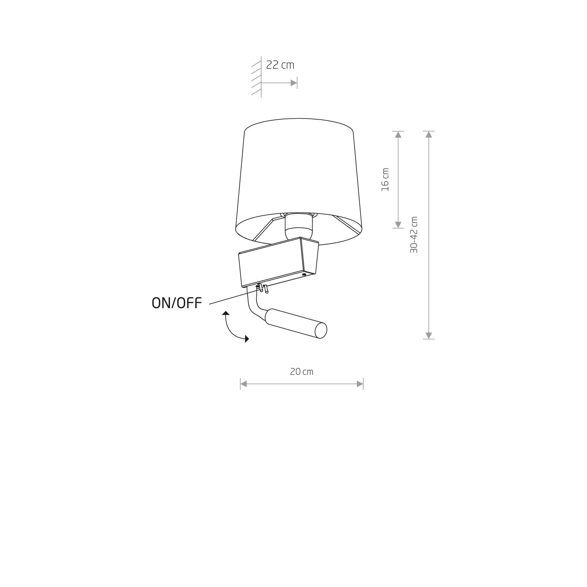 Wandlampe, Lampenarm, Schirmlampe, Aufsatzlampe, Kabelarm