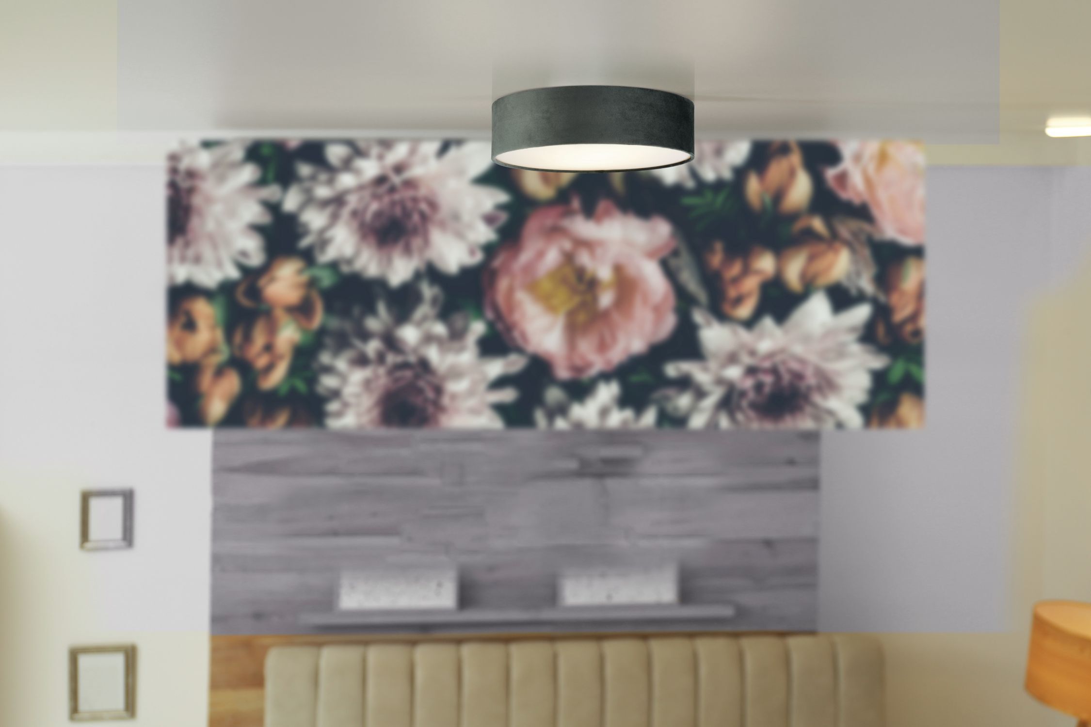 Deckenlampe Samt Schirm rund Ø 38 cm klein Grau 2x E27