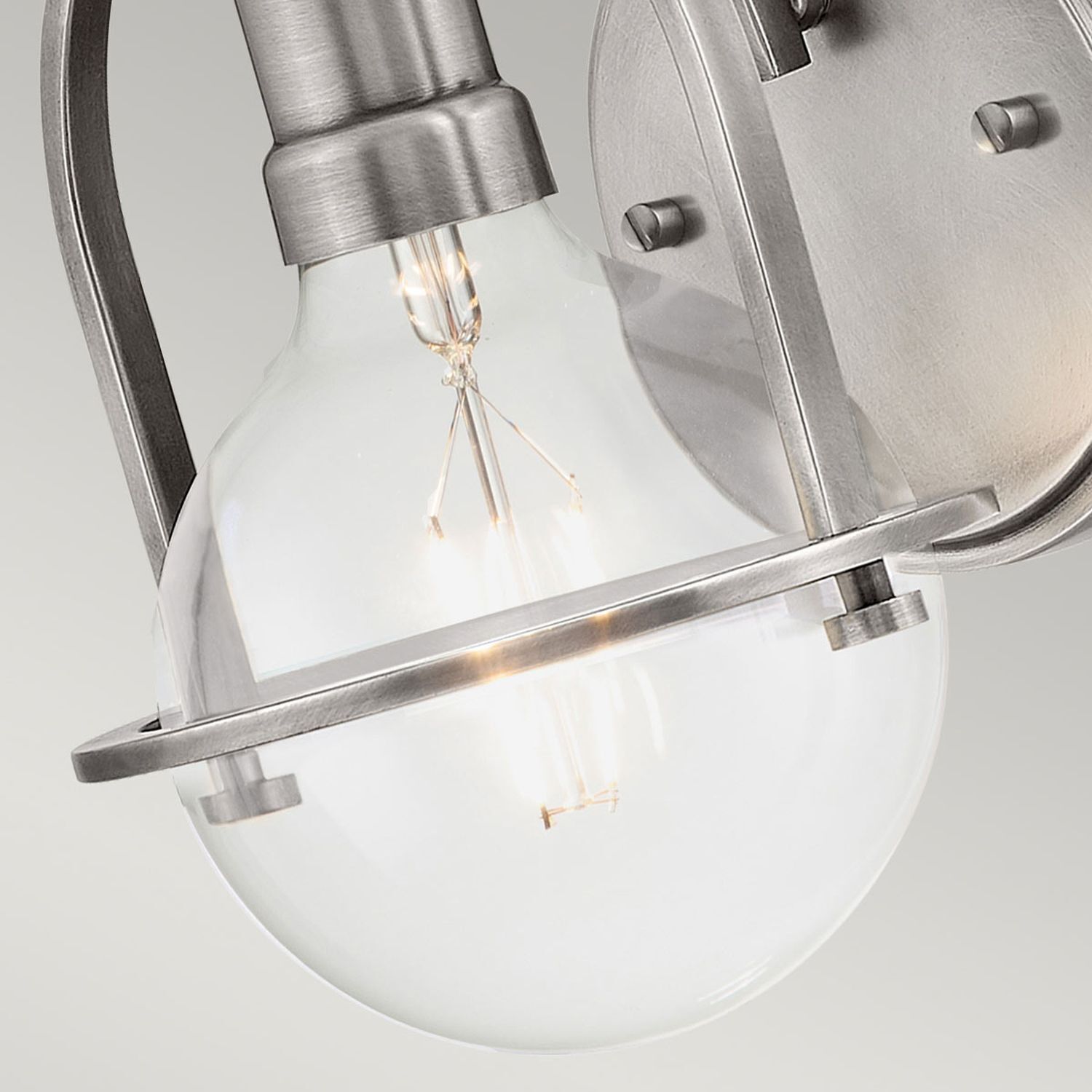 Wandleuchte Metall Glas H: 23,3 cm Nickel gebürstet E27