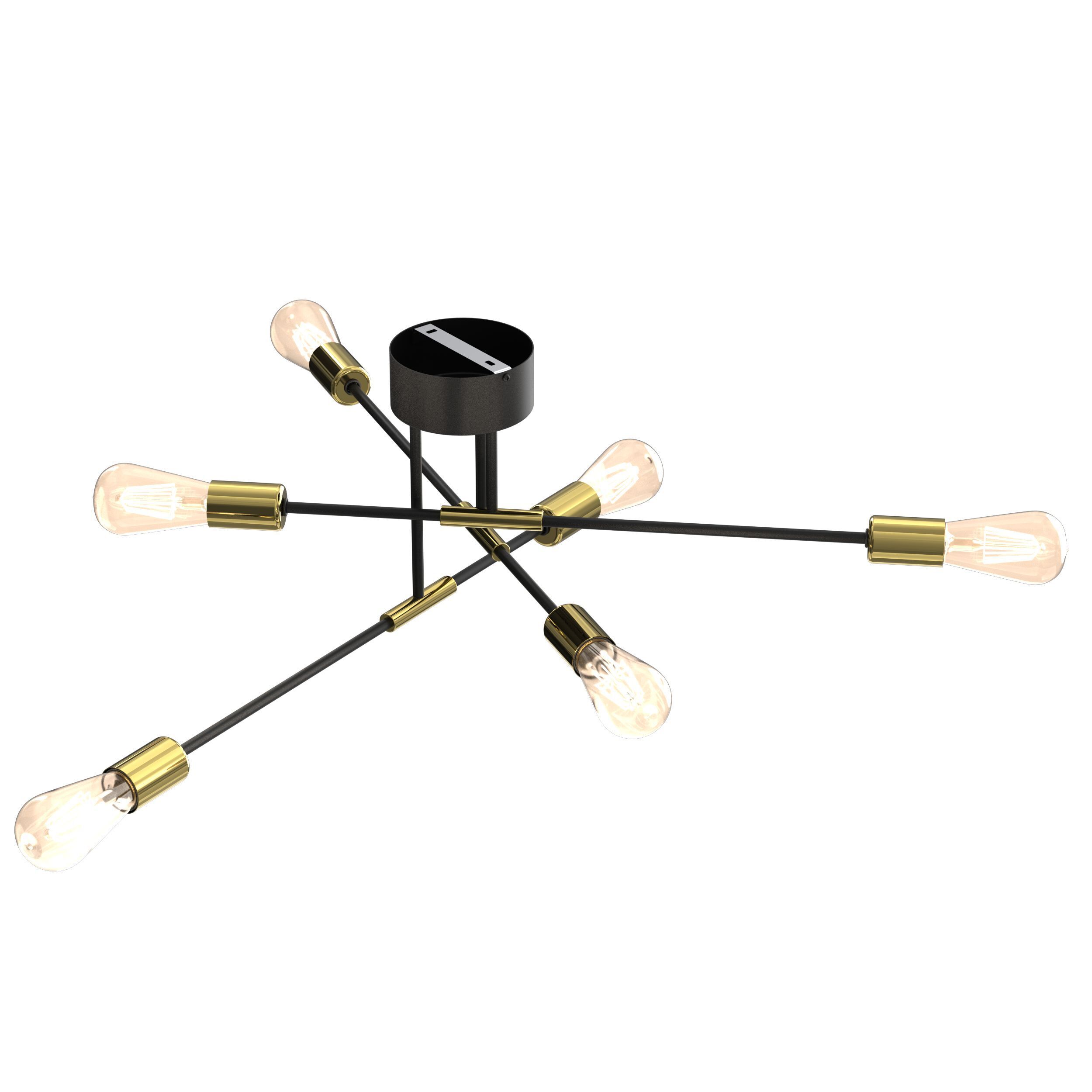 Deckenlampe Metall Vintage E27 Schwarz Gold AQUIB