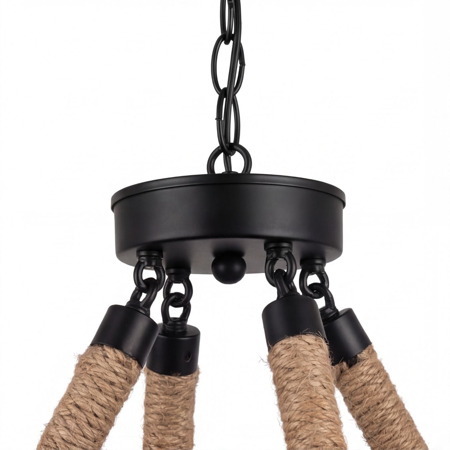 Kronleuchter, Hängeleuchte, Kette, Jutegeflecht, Rundkopf