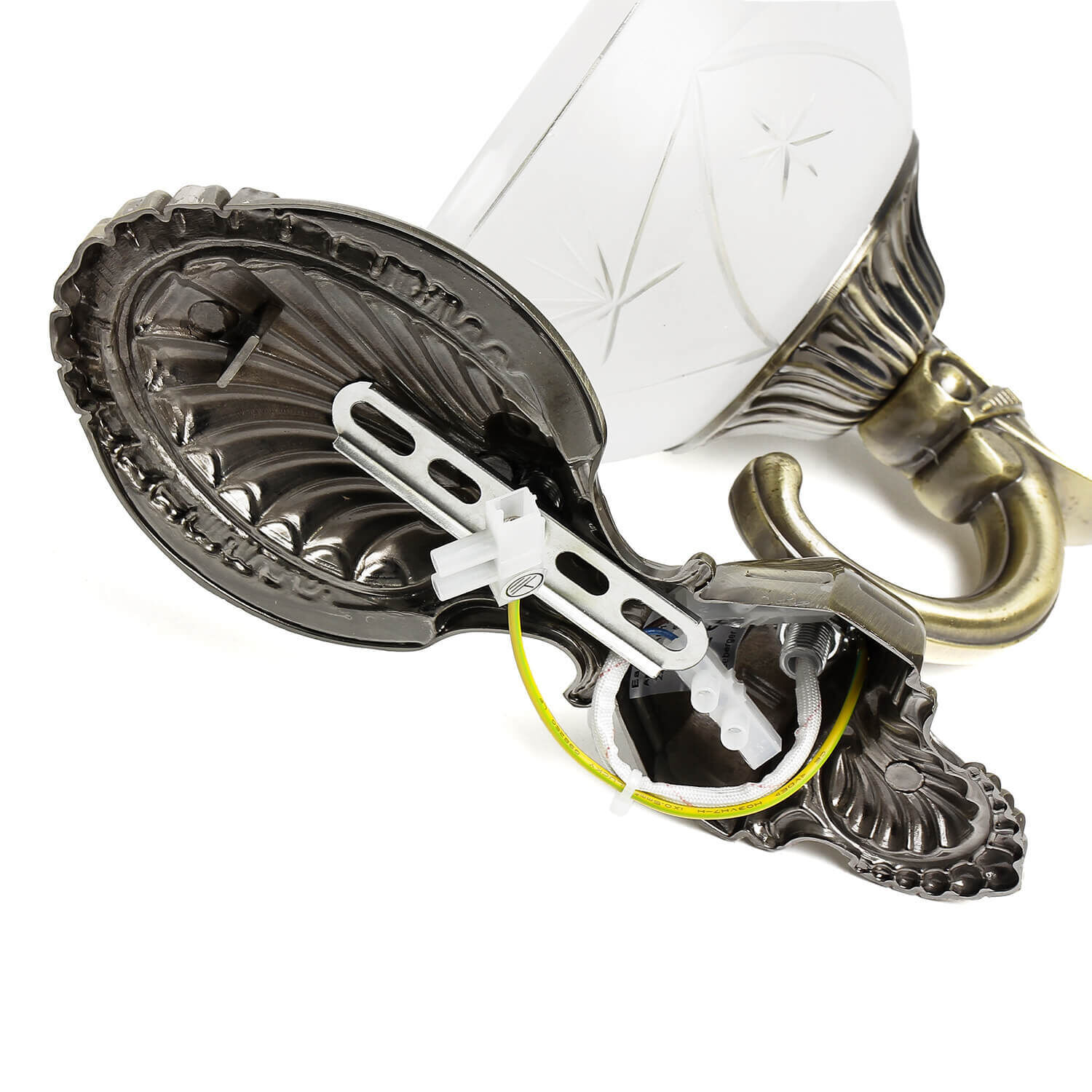 Elegante Wandleuchte HENRY in Messing Jugendstil Rauchrohr, Zubehör