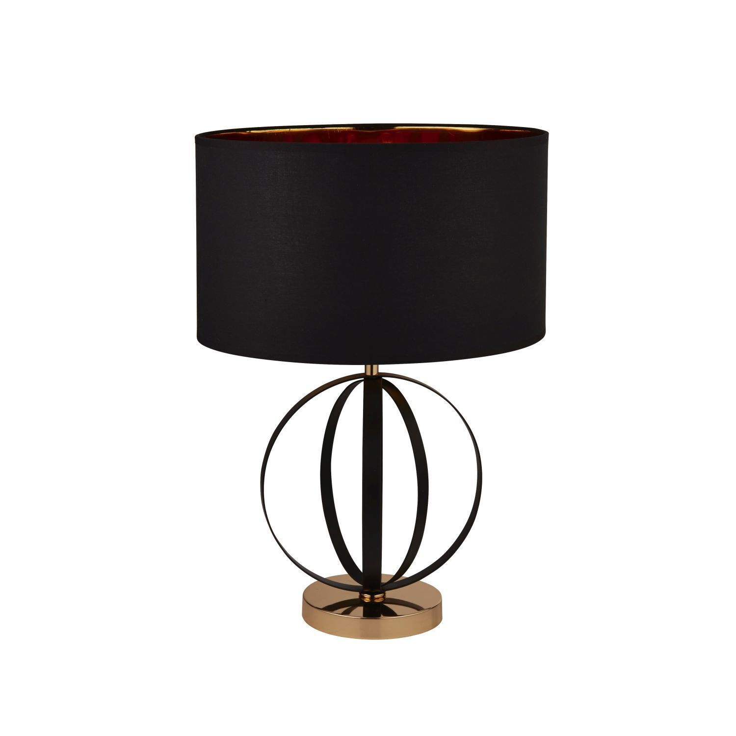 Tischlampe Schwarz Gold 58 cm hoch E27 Metall Stoff