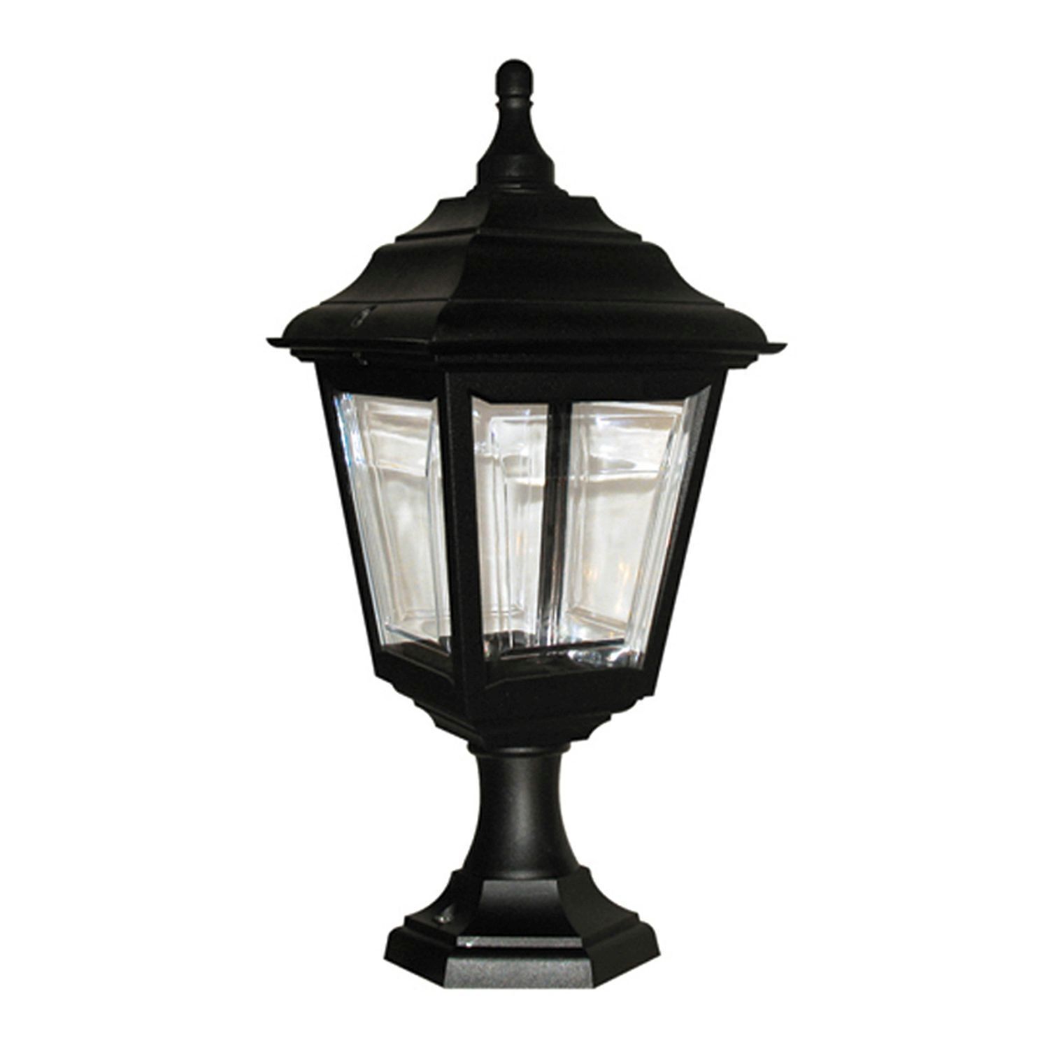 Schwarze Sockelleuchte außen H:44cm Rustikal Garten Lampe, Lampenschirm