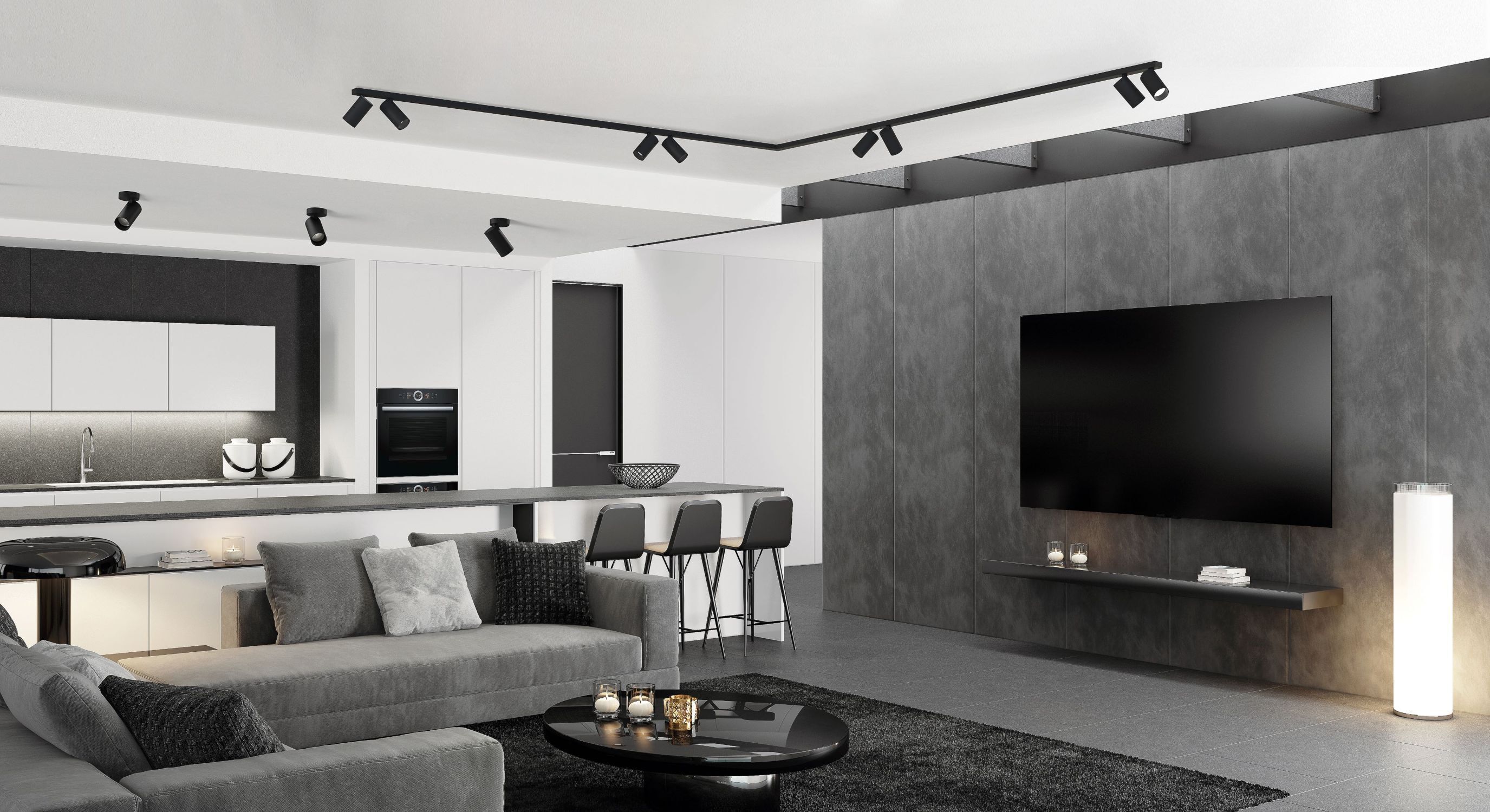 Deckenstrahler Schwarz 2x 2 m schwenkbar 8x GU10