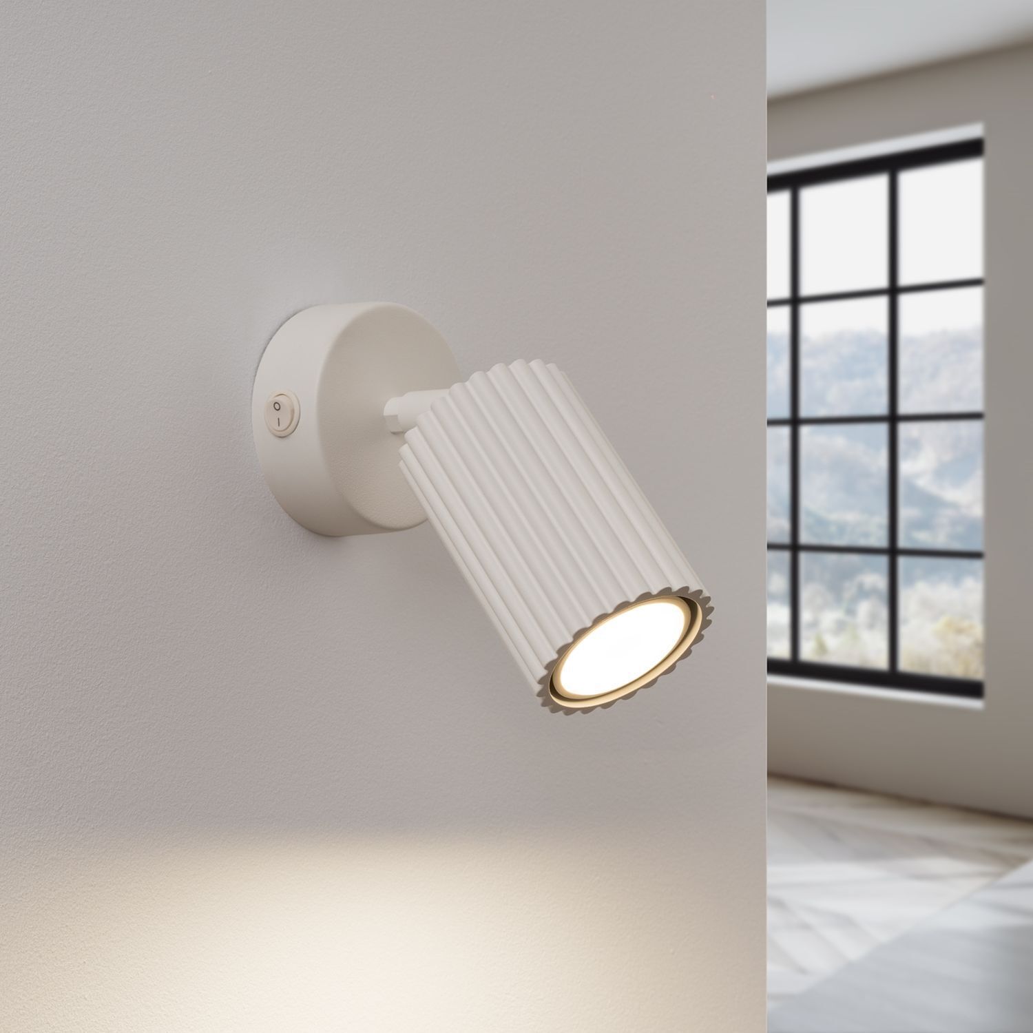 Wandleuchte schwenkbar GU10 B: 8 cm klein in Creme Modern