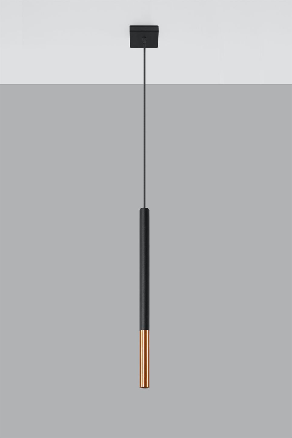 Hängelampe Schwarz Kupfer Ø 2,5 cm schmal Zylinder G9