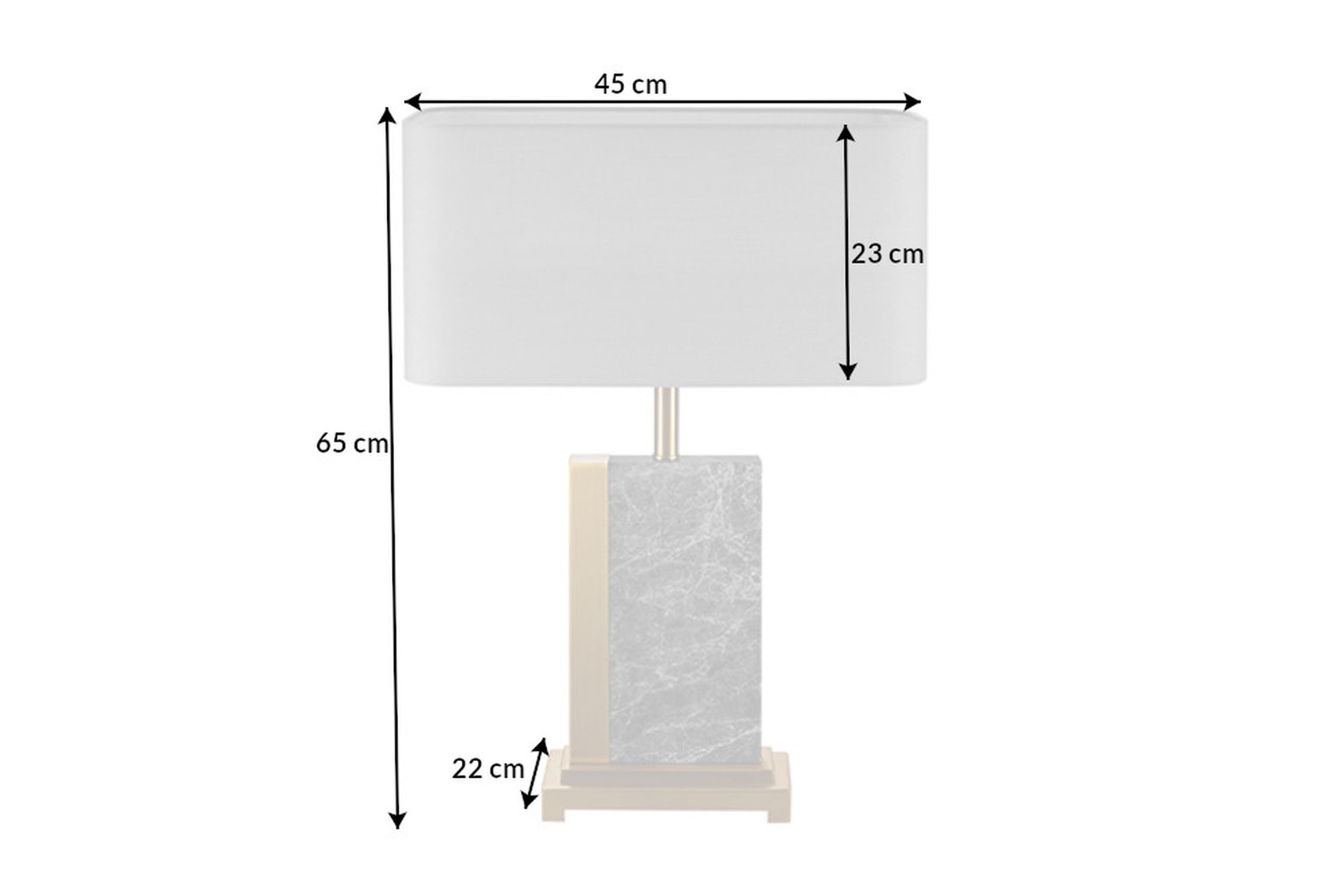 Nachttischleuchte Stoff Marmor Stahl 65 cm in Gold Grau