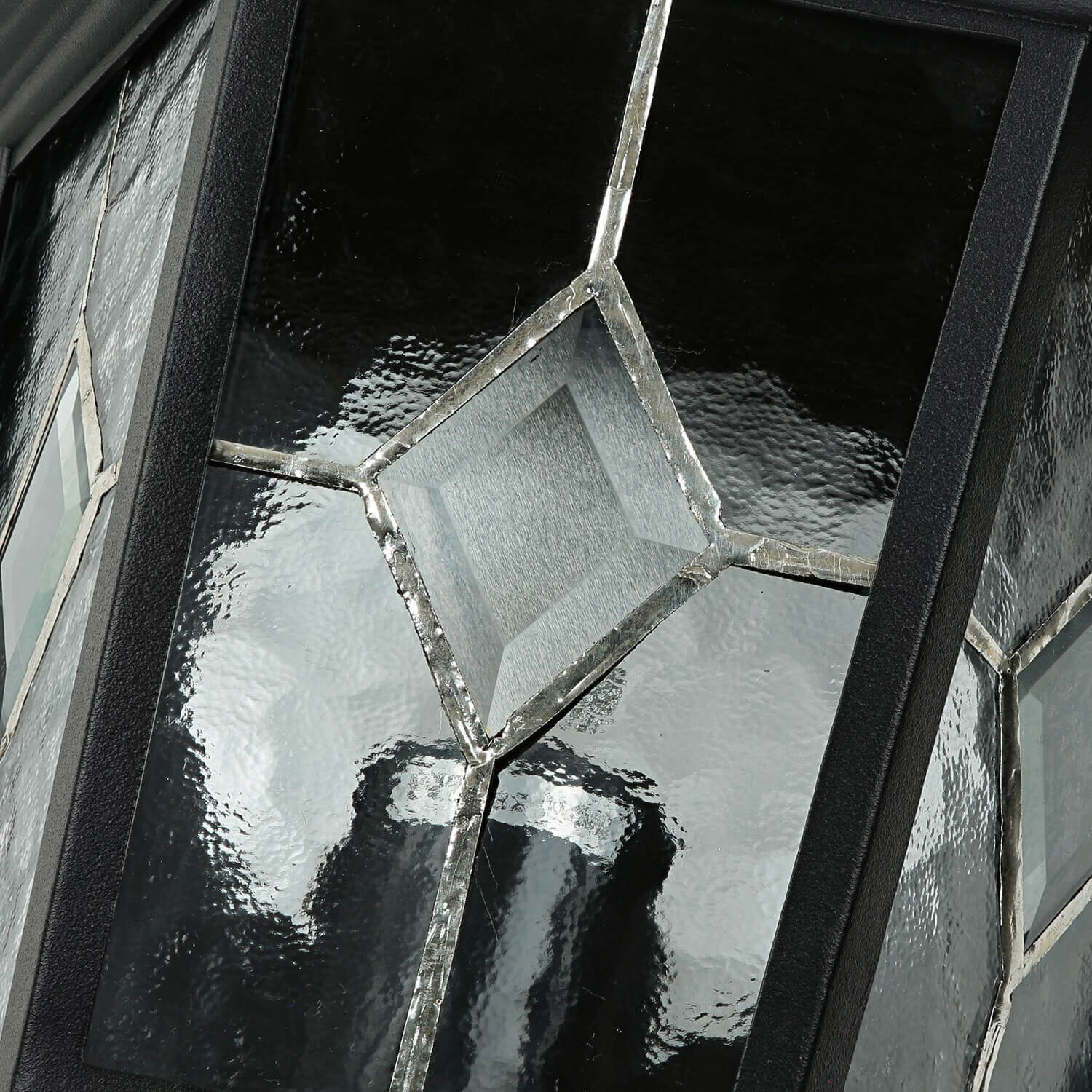 Wandleuchte Außen Kirchenglas IP43 Schwarz Haus Aluminium