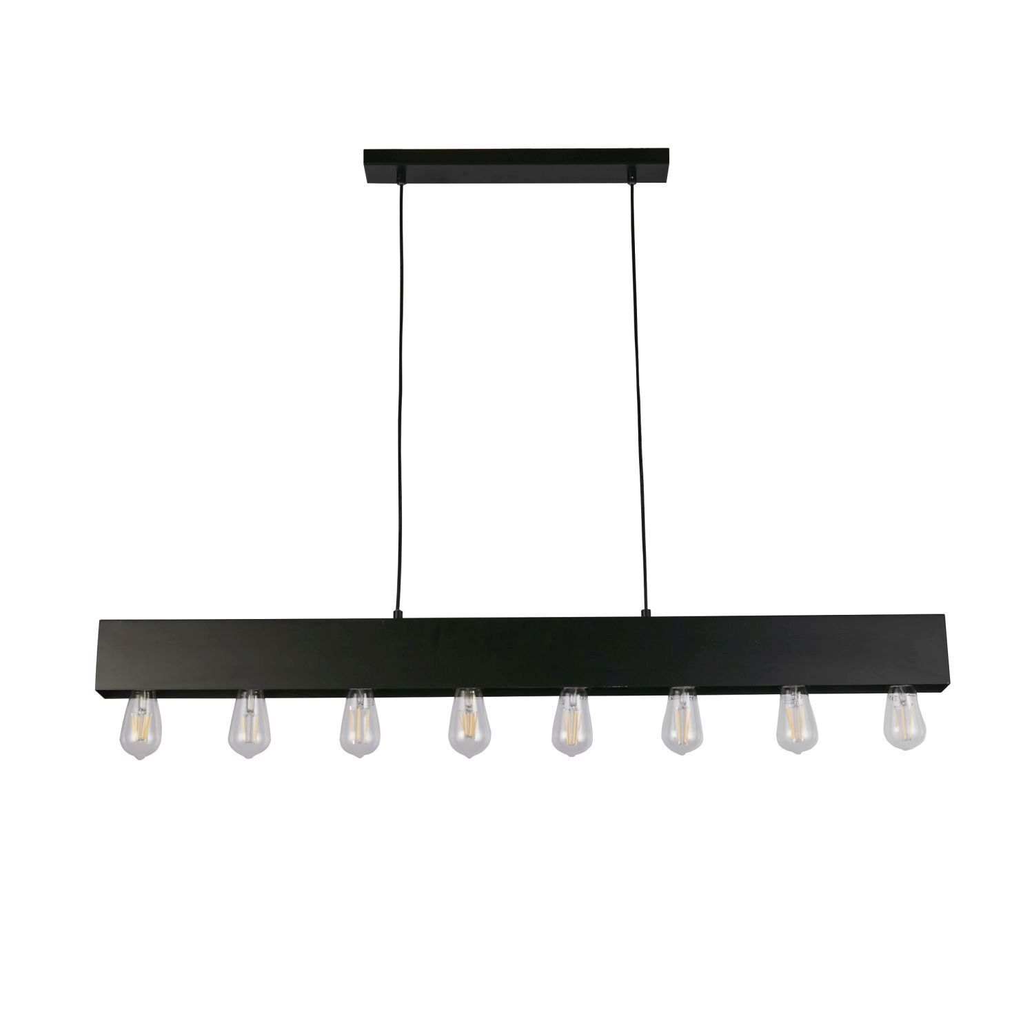 Schwarze Pendelleuchte Metall E27 8-flmg 80 cm lang