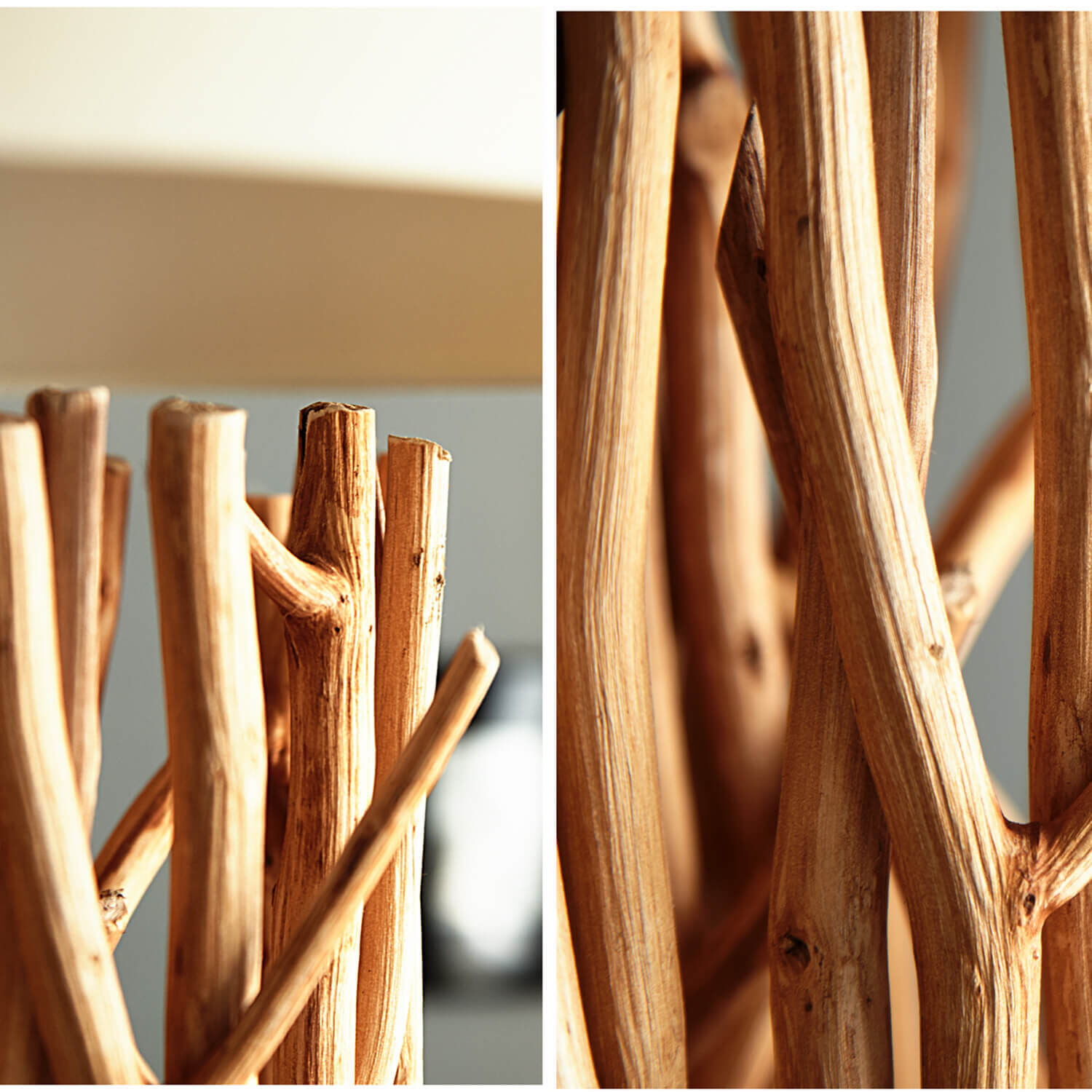 Eindrucksvolle Stehleuchte Treibholz 175 cm Modern Holz