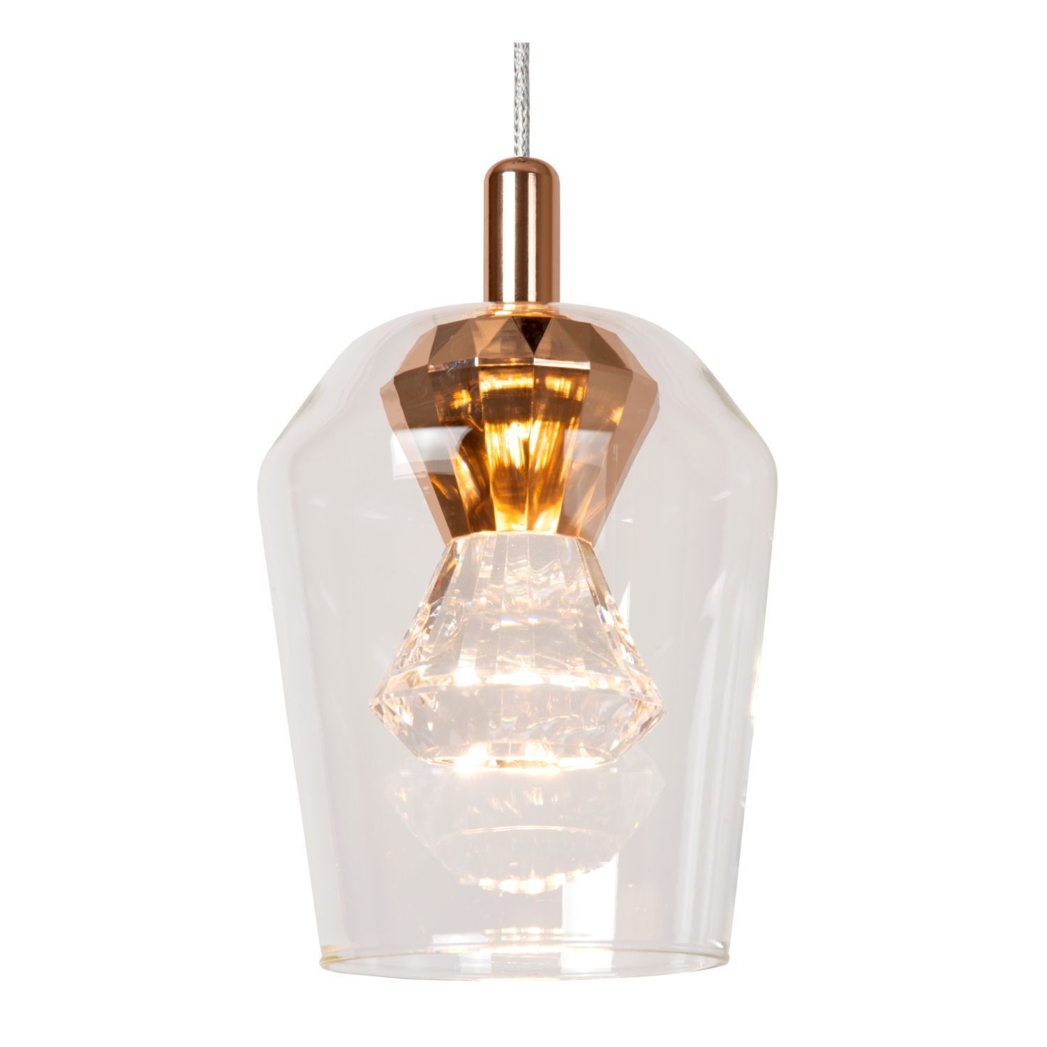 LED Hängelampe Glas Gold Ø13 cm 2700 K elegante pendant, Licht, Glas, Kristall, rose-gold