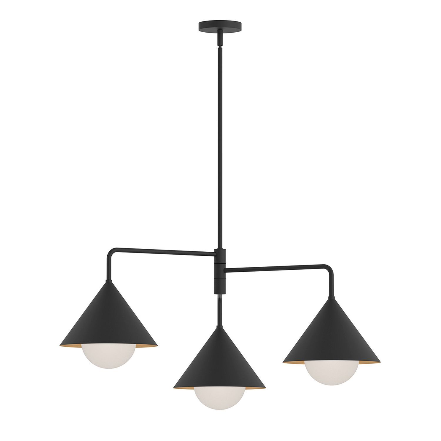 Pendelleuchte Metall Glas Schwarz 96,5 cm breit 3-flammig E27