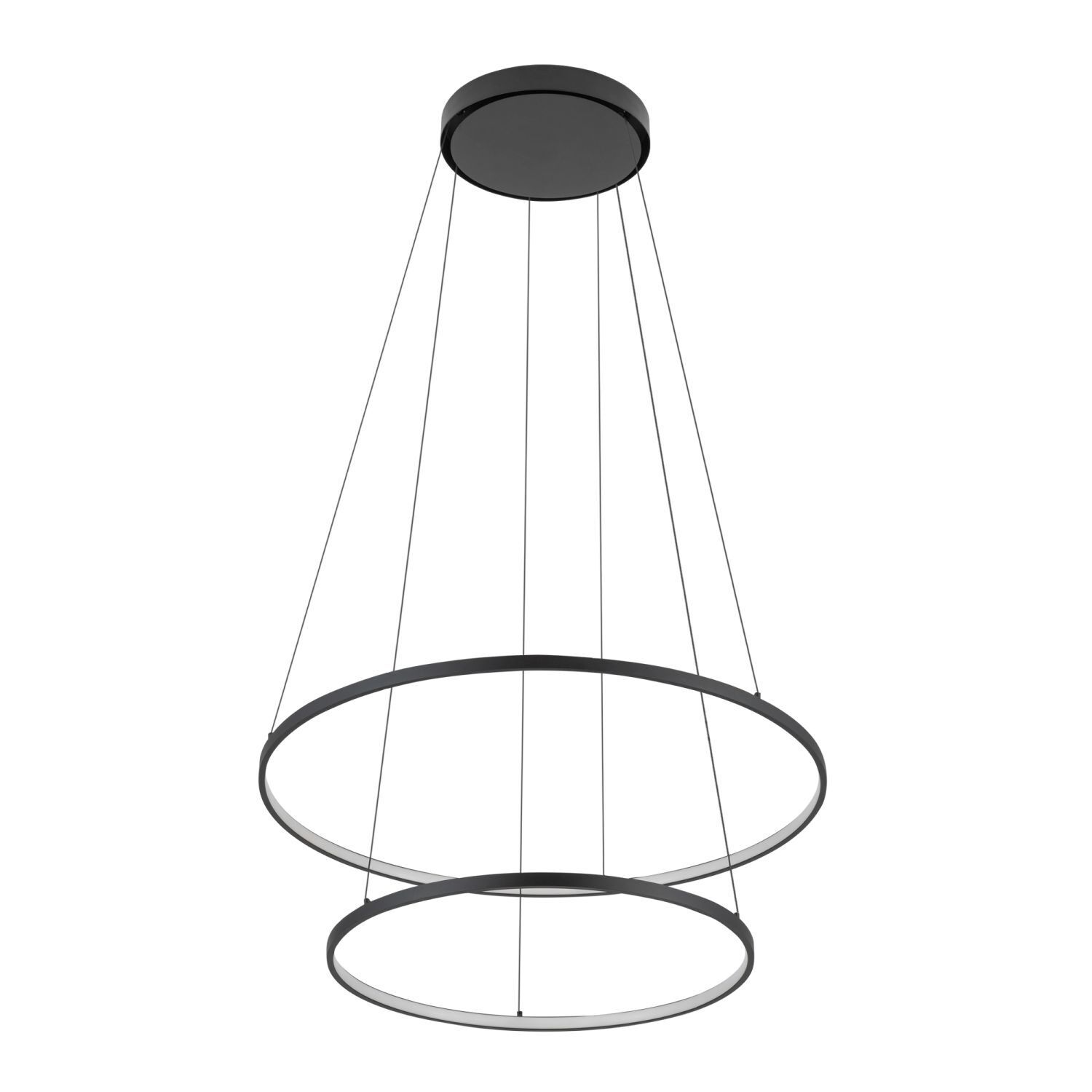 LED Pendelleuchte Schwarz 2 Ringe Metall verstellbar