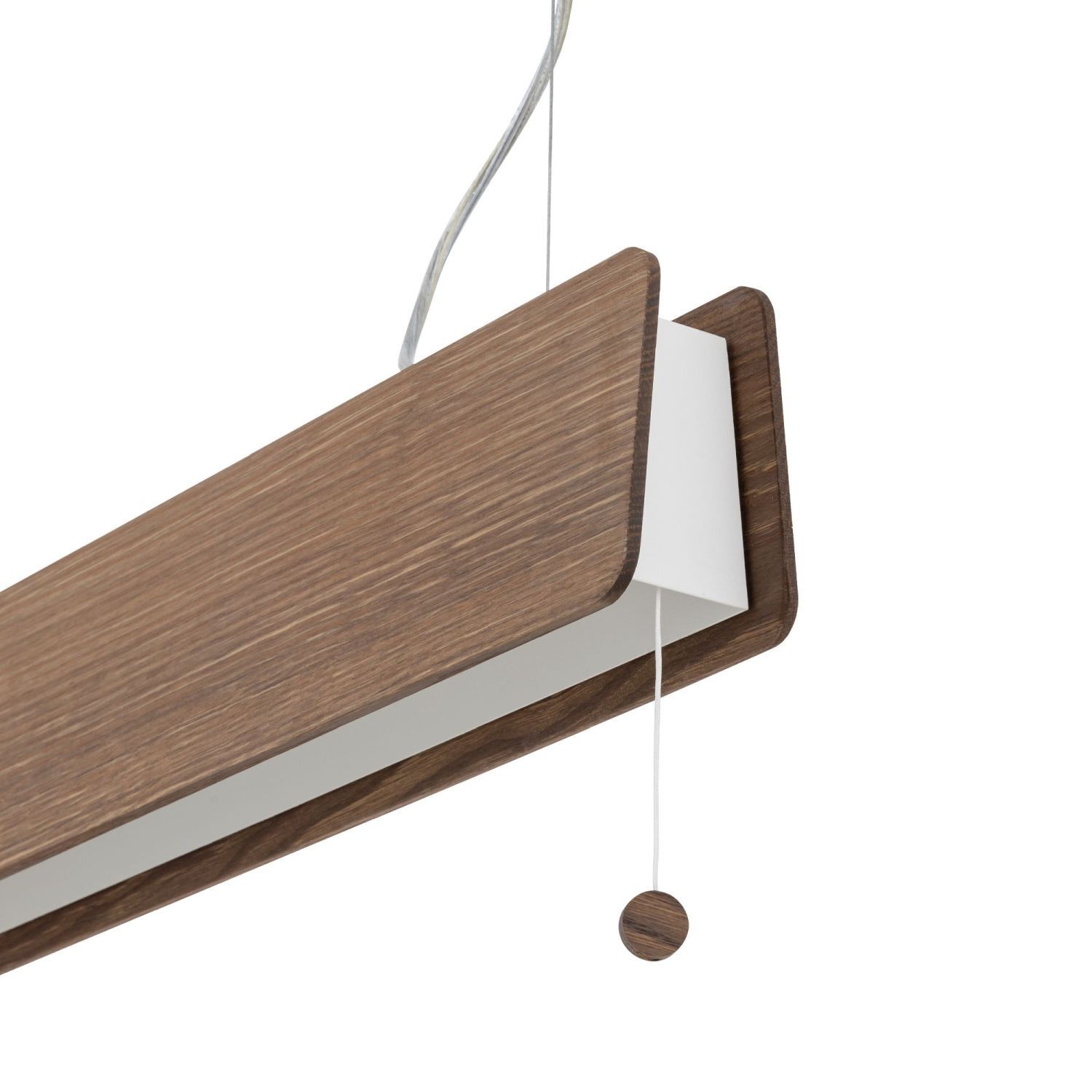Hängeleuchte Holz Metall inkl. T8 LED 3000 K 2300 lm hängende Lampe, Holzoptik, Wandlampe, Lampschirm, Hänger mit Ball