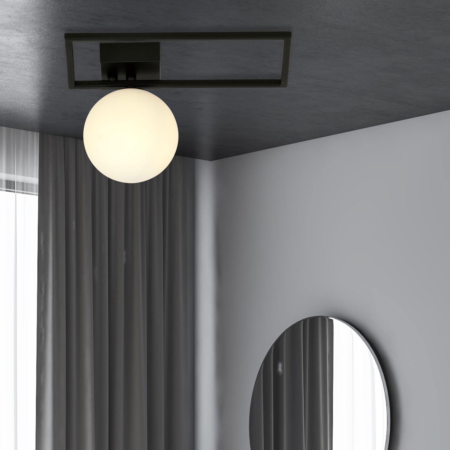 Deckenleuchte Schwarz Weiß E14 30 cm Kugelschirm Glas Metall