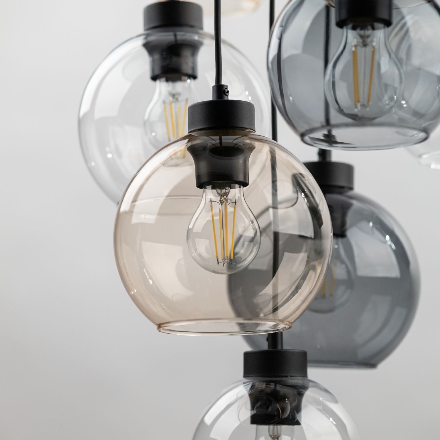 Pendelleuchte Rauchglas H: max. 140 cm verstellbar 9x E27