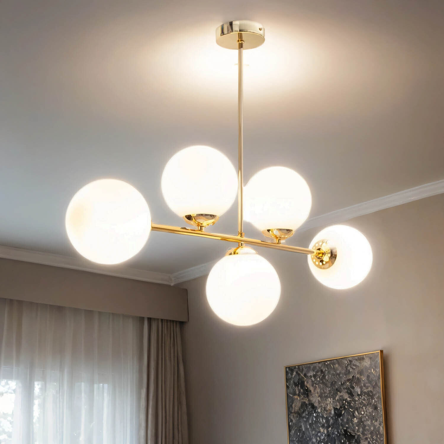 Chandelier, Gold, Globuslampen, Deckenleuchte, Wohnzimmer lighting