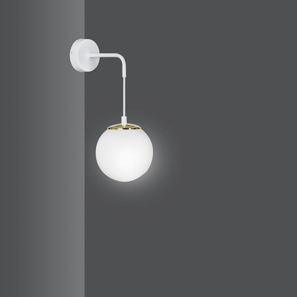 Wandlampe Weiß verstellbar Kugel Schirm Glas Metall E27