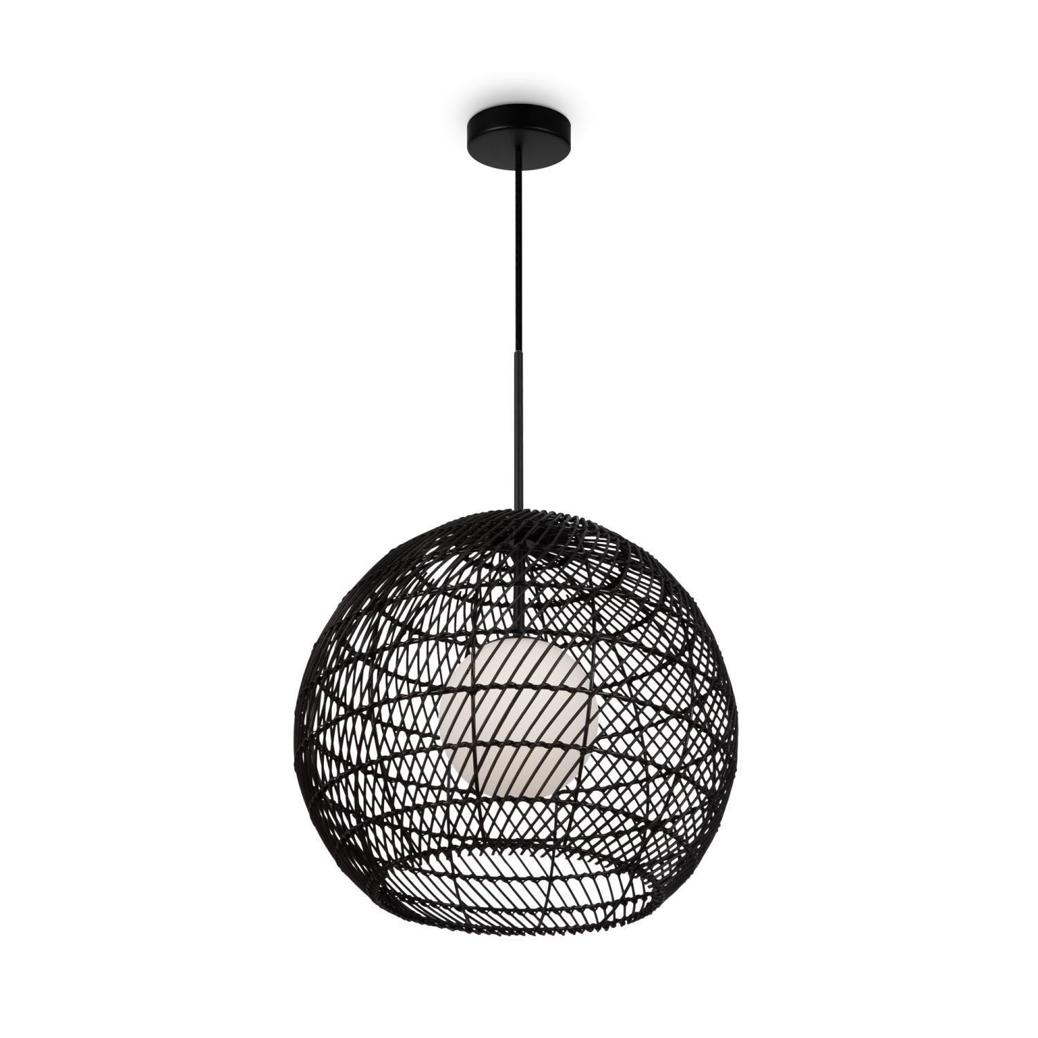 Hängelampe Metall Glas Ø 40 cm rund H: max. 358 cm G9