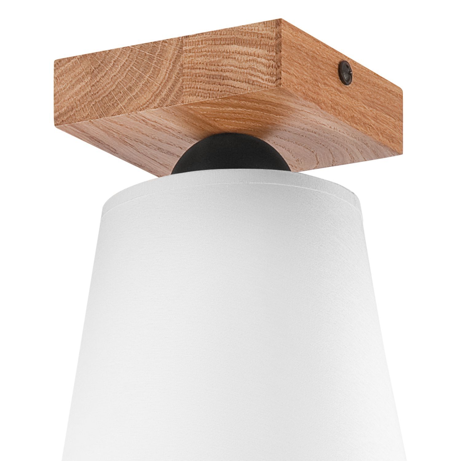 Deckenlampe Weiß Ø 15 cm H: 21 cm klein Stoff Holz Modern Lampe