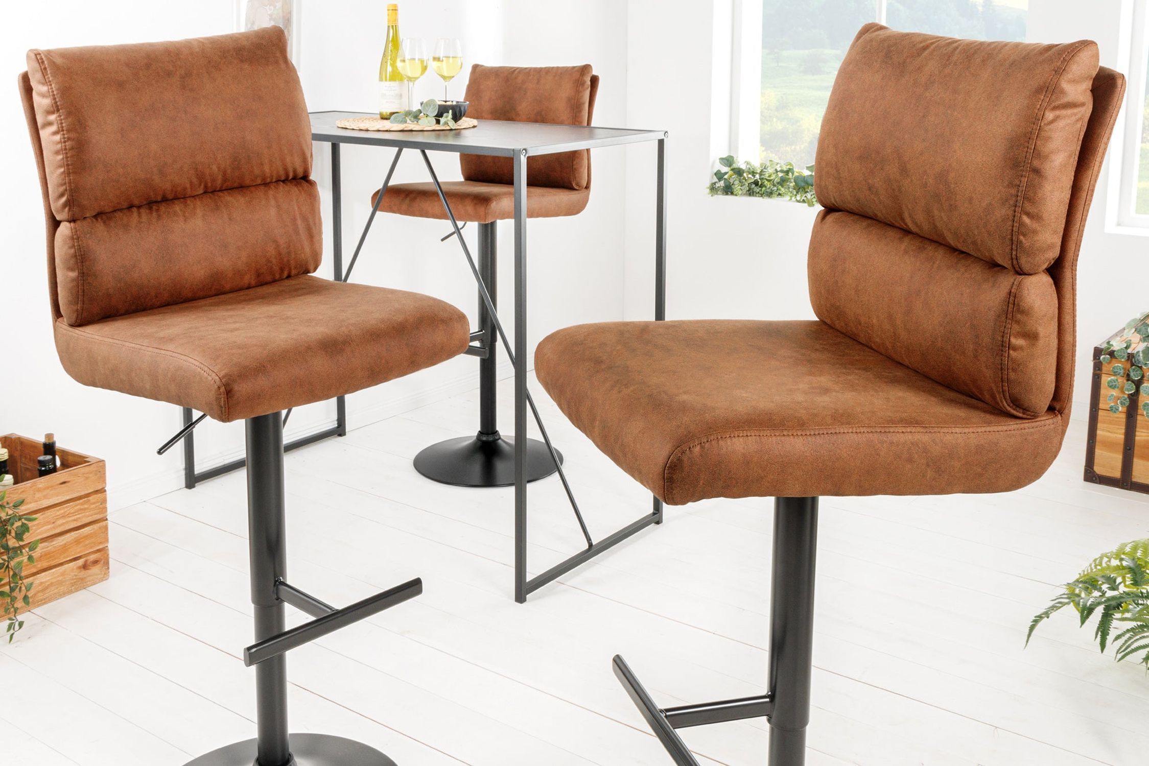 Tresenstuhl höhenverstellbar drehbar Braun Schwarz Moebel, Stuhl