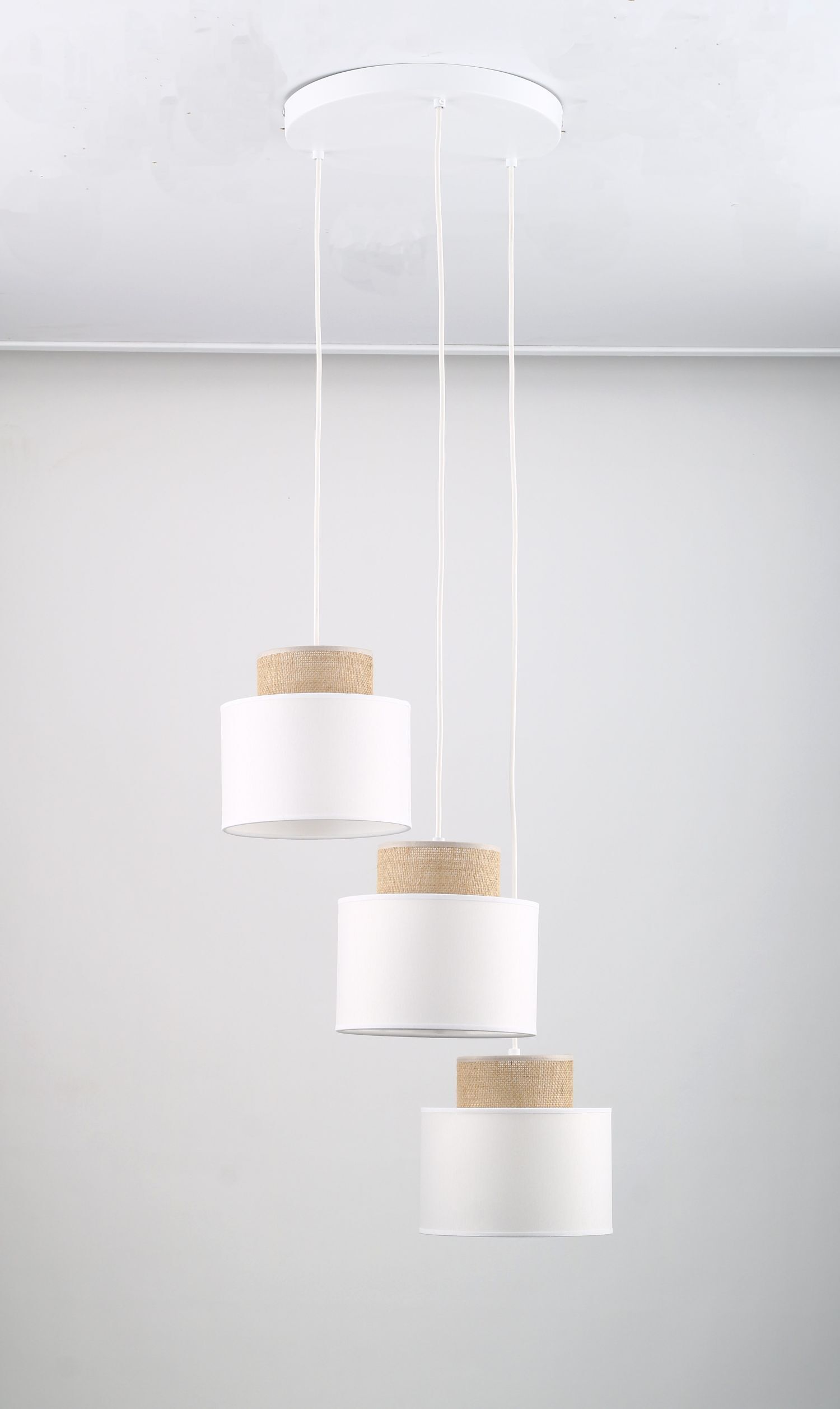 Pendelleuchte verstellbar Stoff Jute H: max. 1,1 m 3x E27