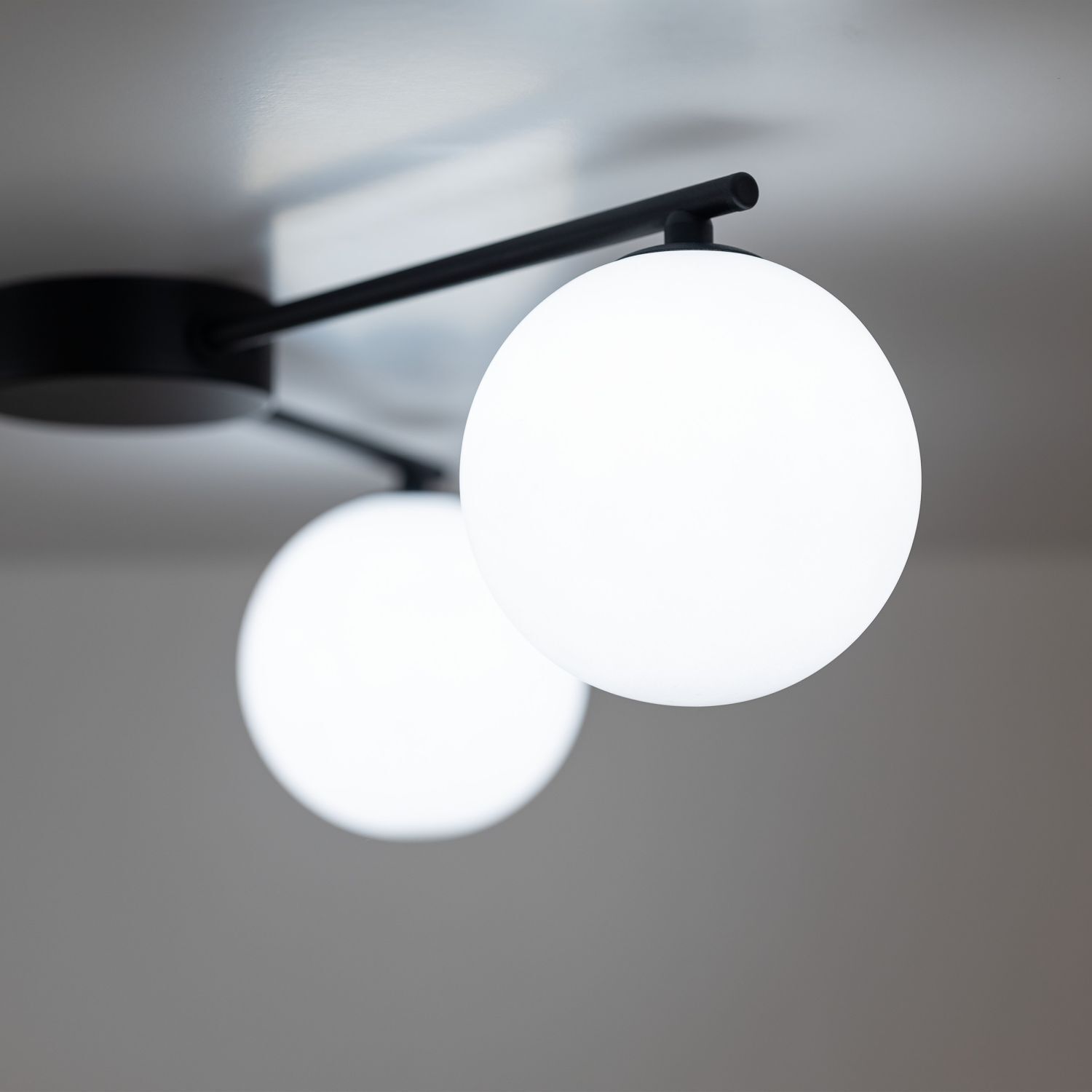 Deckenlampe Glas Metall L: 56,5 cm G9 Schwarz Weiß 3-flammig Deckenleuchte