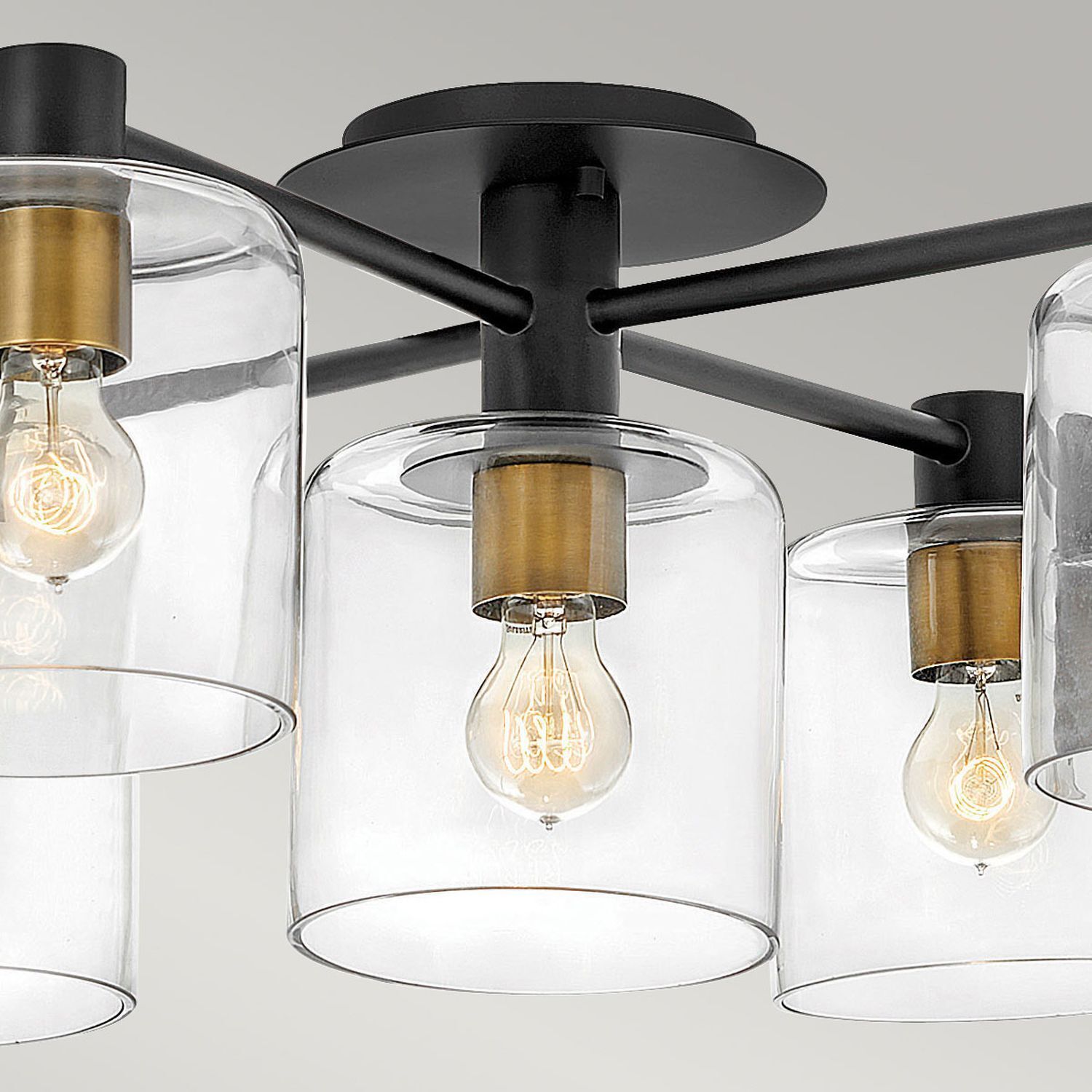 Deckenlampe Metall Glas E27 80,8 cm breit Vintage KAIRO Licht, Leuchte