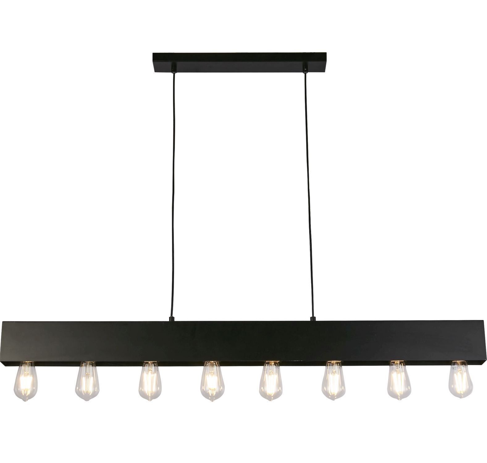 Schwarze Pendelleuchte Metall E27 8-flmg 80 cm lang