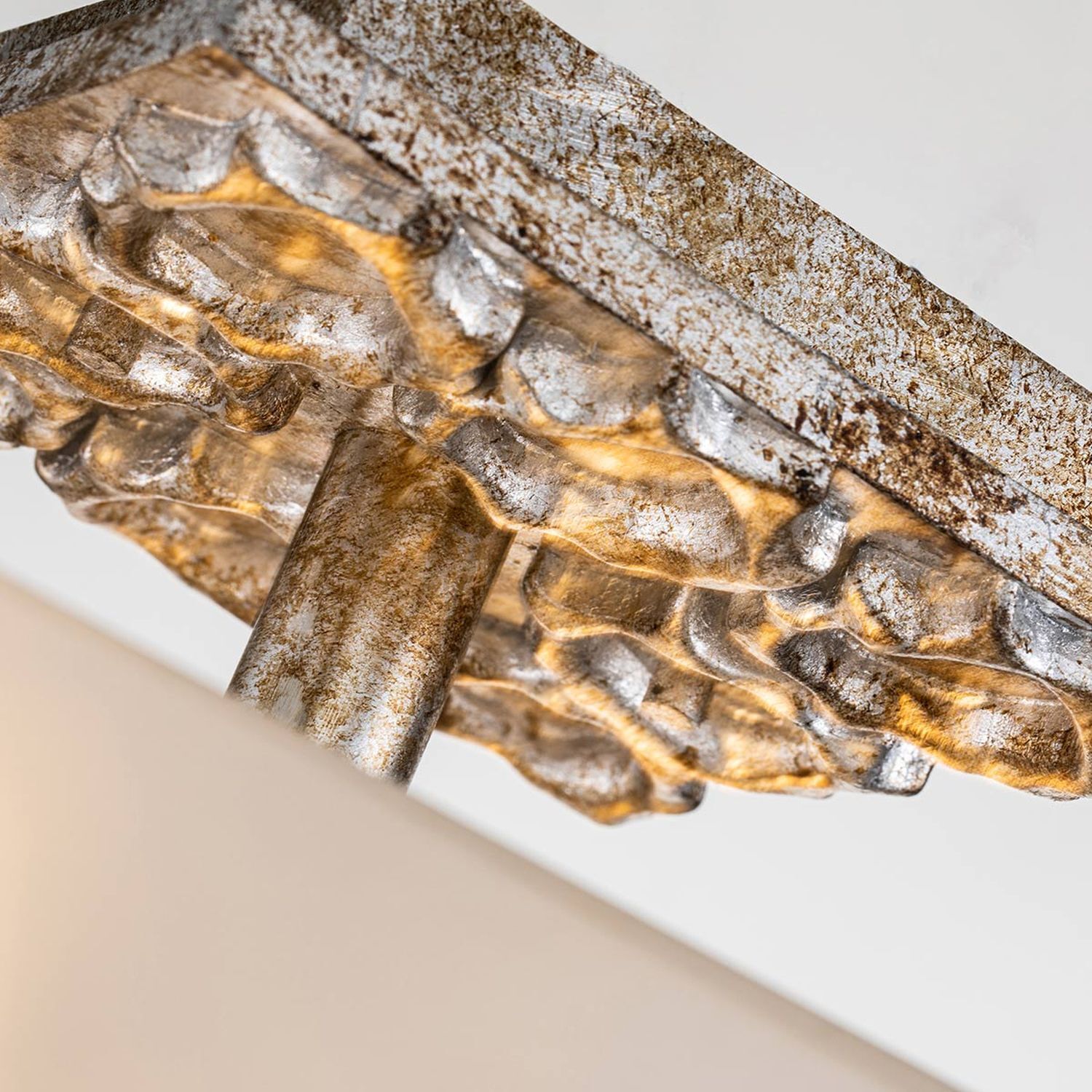 Deckenleichte Glas Metall B: 36,8 cm 2x E27 Silber antik Weiß Deckenleichte Glas Metall B: 36,8 cm 2x E27 Silber antik Weiß