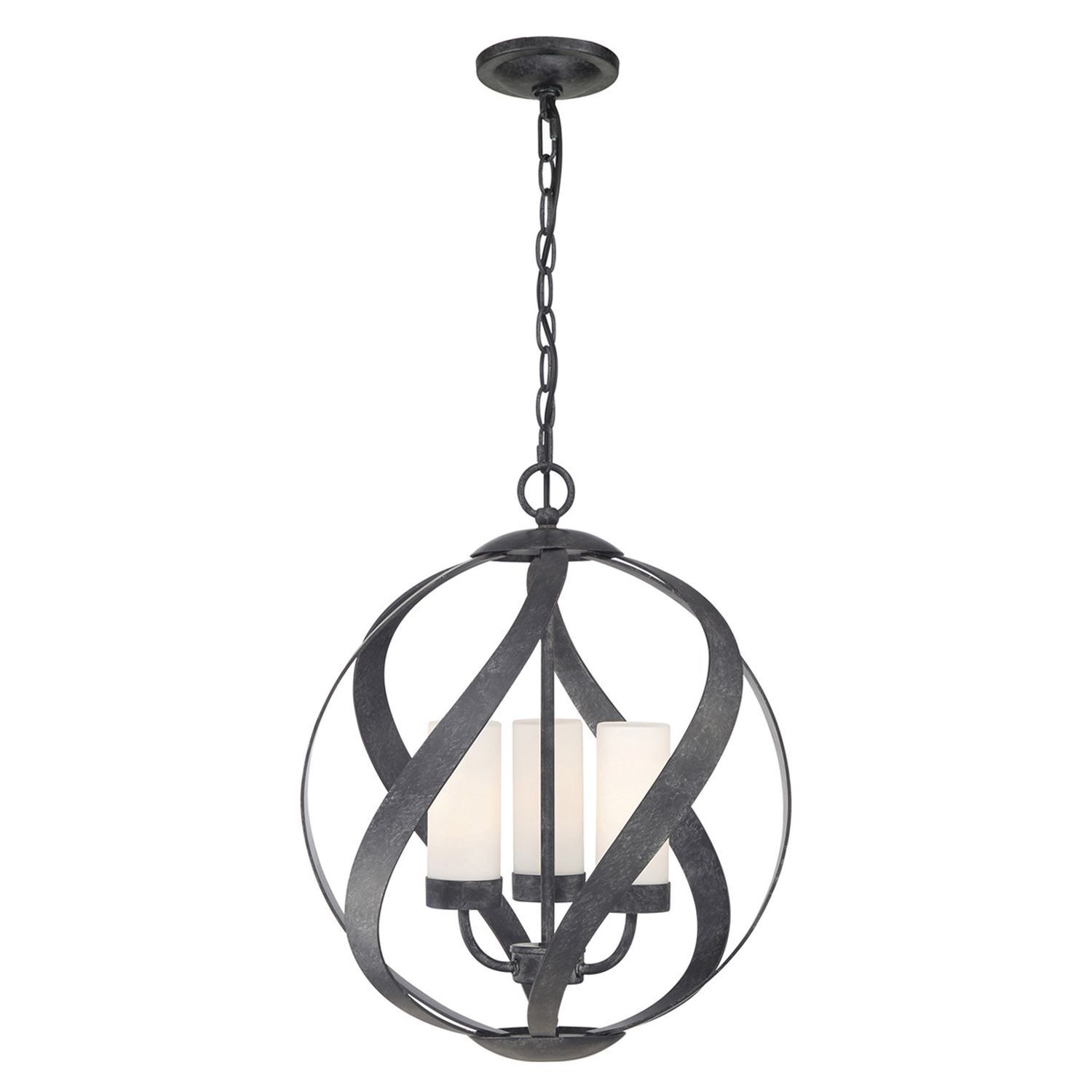 Pendelleuchte außen Metall Glas 3x E14 IP44 Ø 41 cm