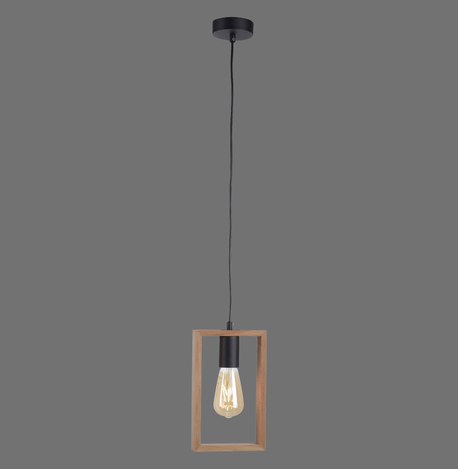 Natürliche Pendelleuchte Holz Metall L:15 cm E27 Retro Licht, Lampe