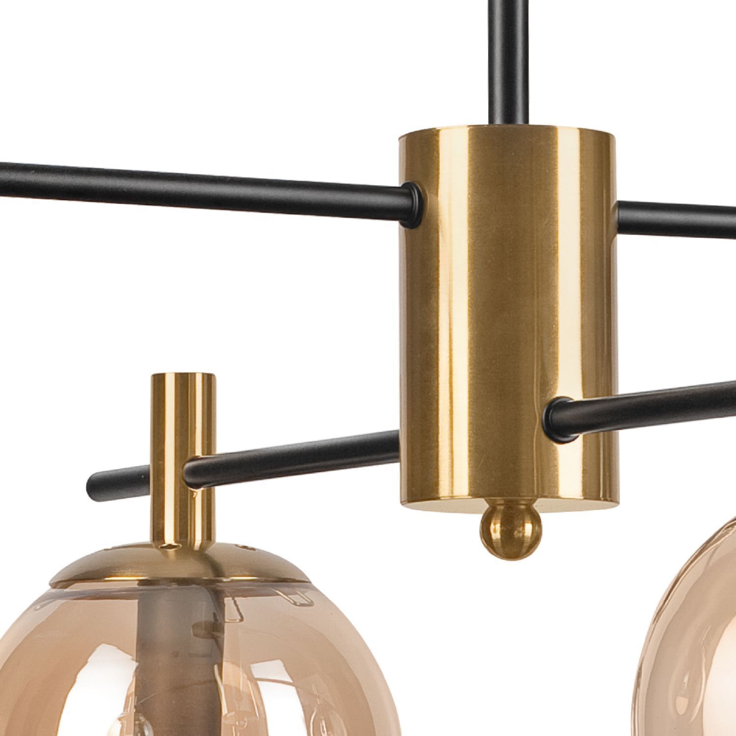 Deckenlampe Glas Metall in Gold Schwarz E14 Modern Lampenaufsatz, Goldfarbene Akzent, Metallstahl, Hängeleuchte, Glaslampe