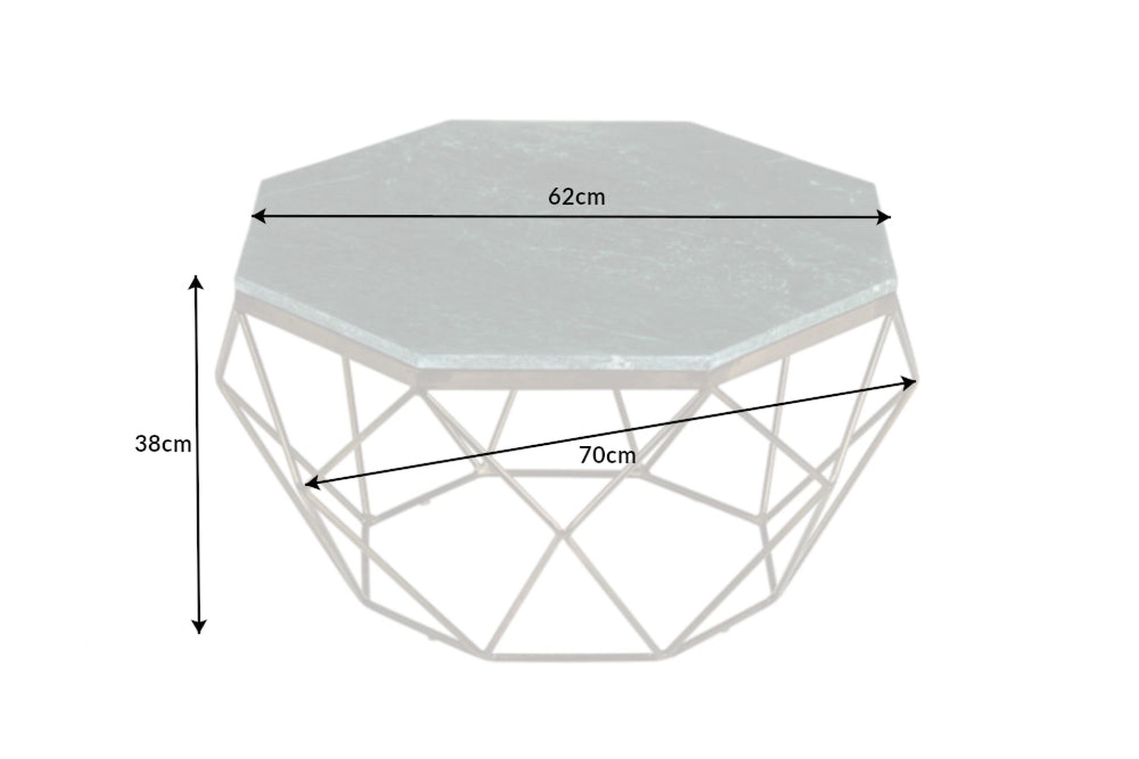 Couchtisch Marmor Metall in Grau Schwarz 70 x 70 cm