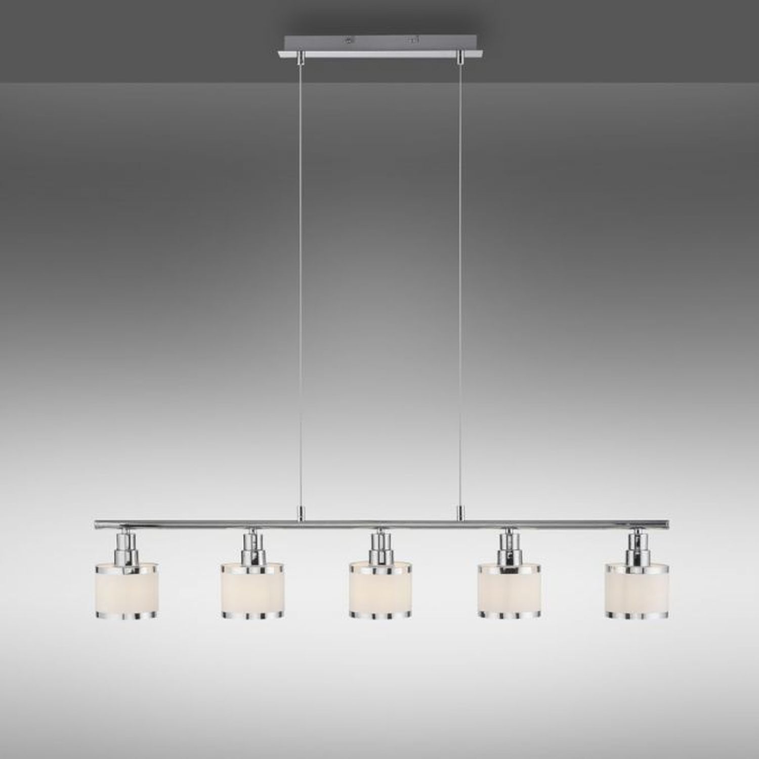 Lange Pendelleuchte Metall Chrom 5-flammig E14 90 cm
