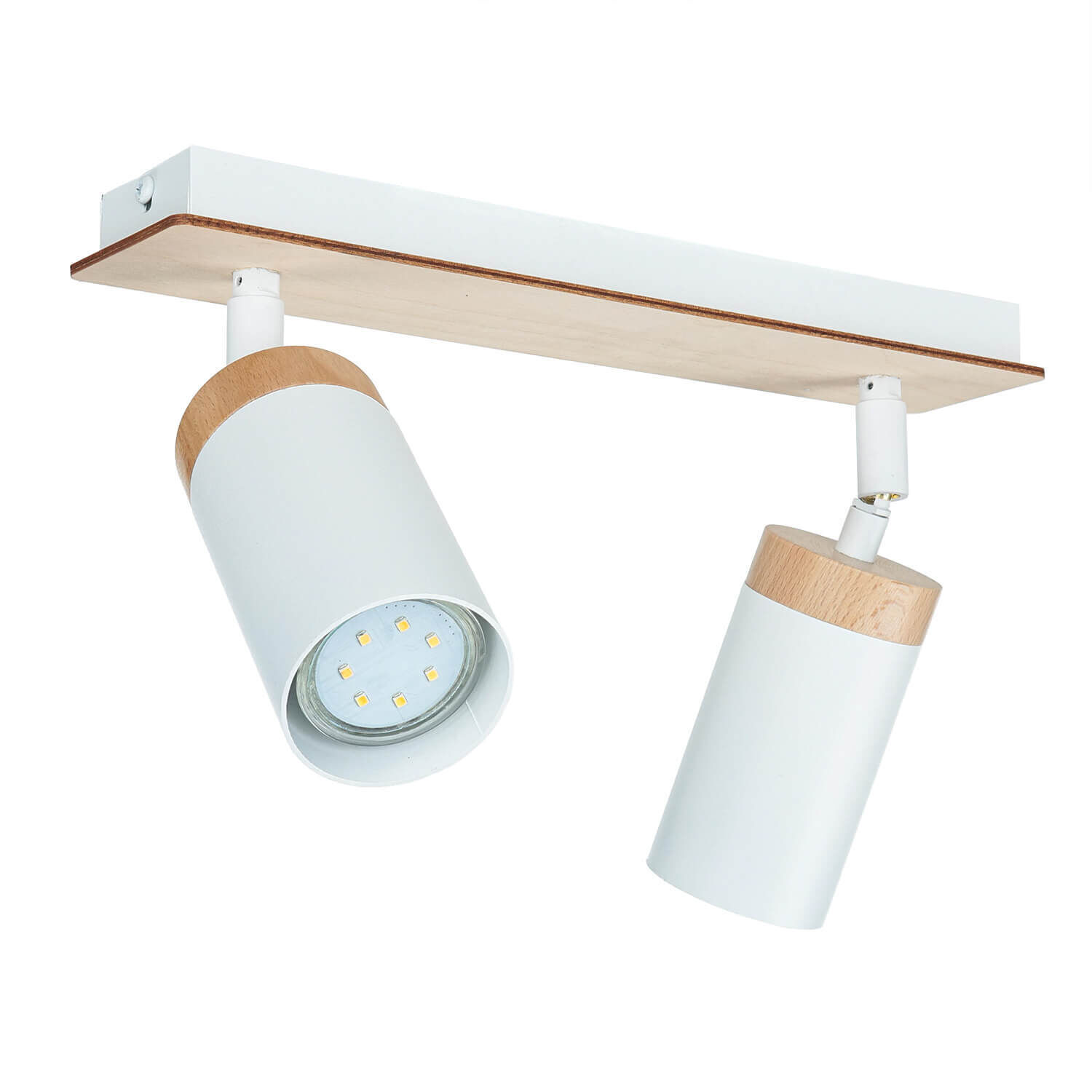 Deckenstrahler Weiß Skandinavisch mit Holz 2x GU10 Beleuchtung, Drinnen, Zimmer, Duscharmatur, Leuchte