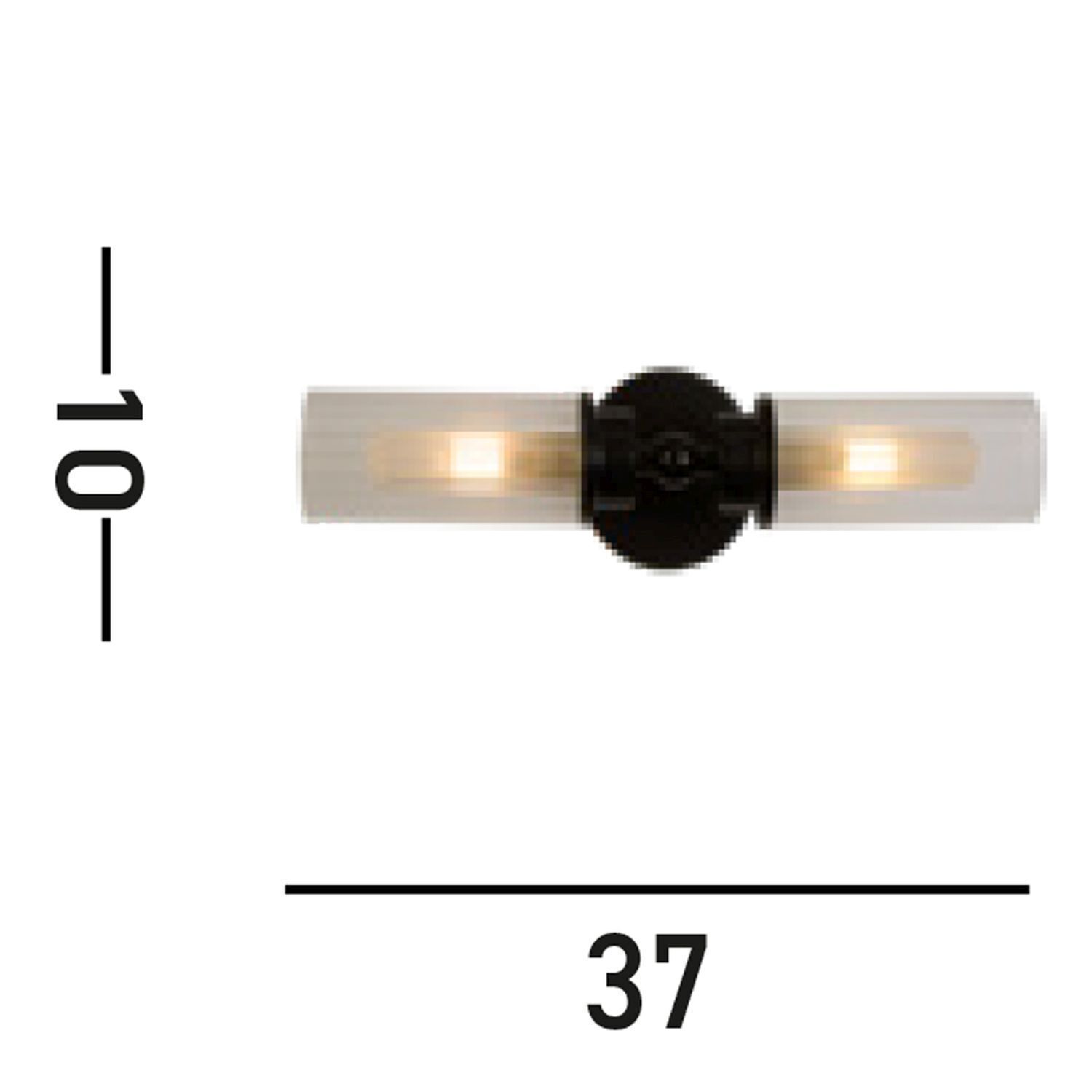 Up Down Wandleuchte Schwarz Metall Glas G9 IP44 H:37 cm