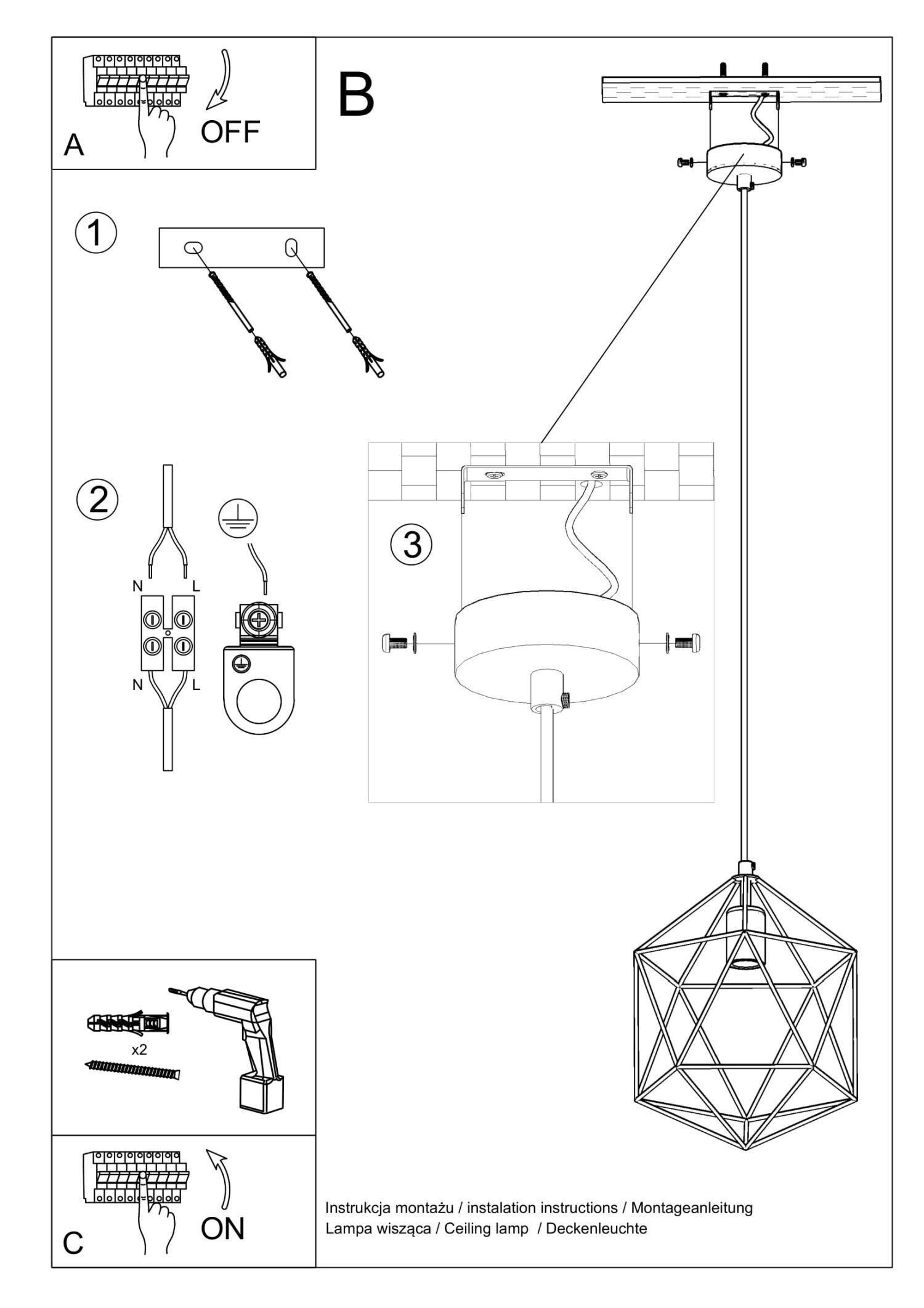 Hängelampe Weiß Draht Ø 30 cm geometrisch Retro