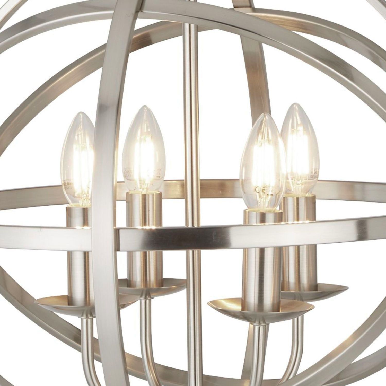 Hängelampe Silber matt Ø 45 cm rund für 4x E14 Metall