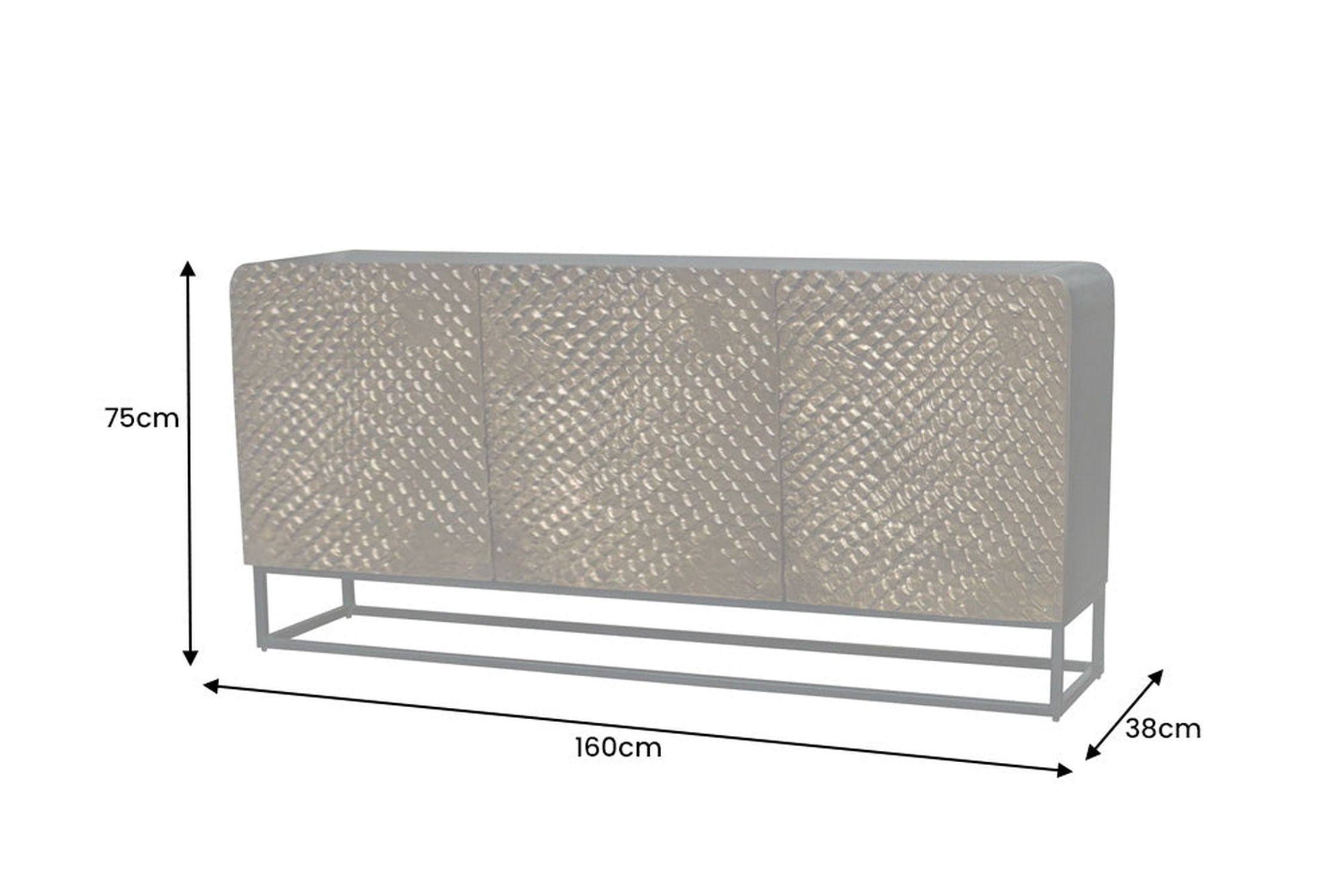 Beistellschrank 160 cm Holz Metall Braun Schwarz Handarbeit Moebel, Anrichte, Krippe, Babybett, Tabelle