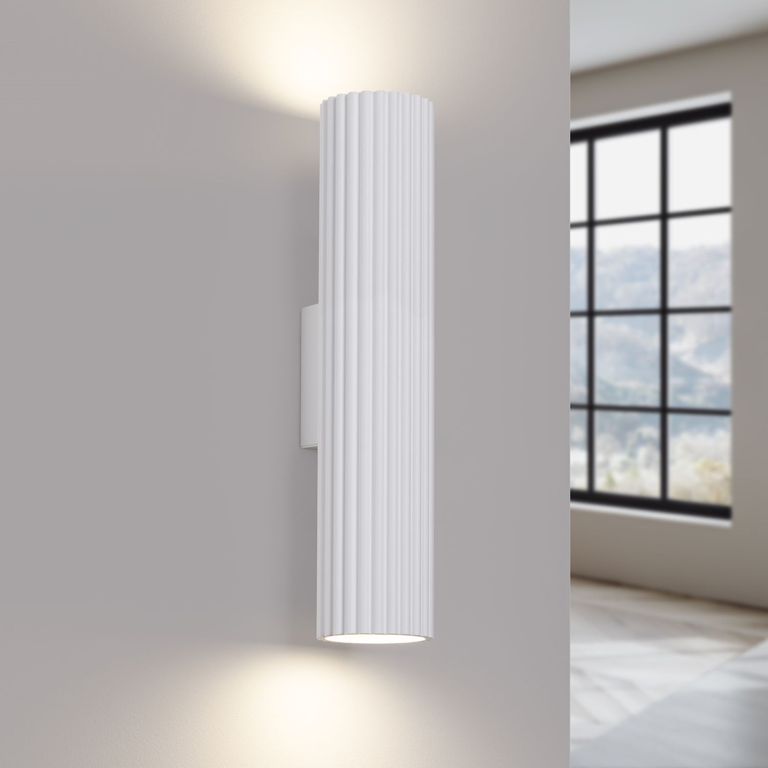 Wandstrahler Weiß klein H: 30 cm klein GU10 2-flammig Modern