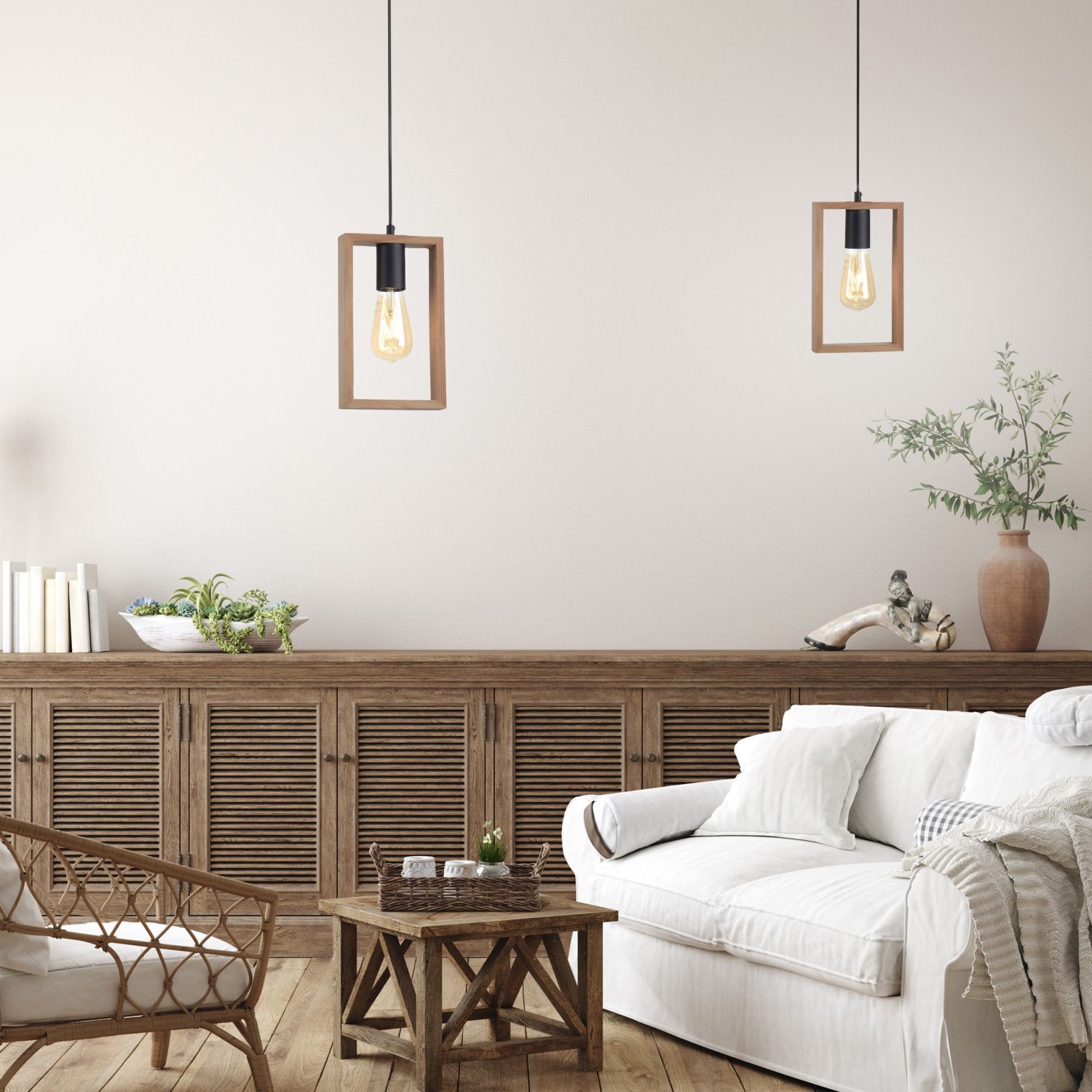 Natürliche Pendelleuchte Holz Metall L:15 cm E27 Retro Drinnen, Innenarchitektur, Wohnzimmer, Dekoration Ihres Zuhauses, Holzpaneele