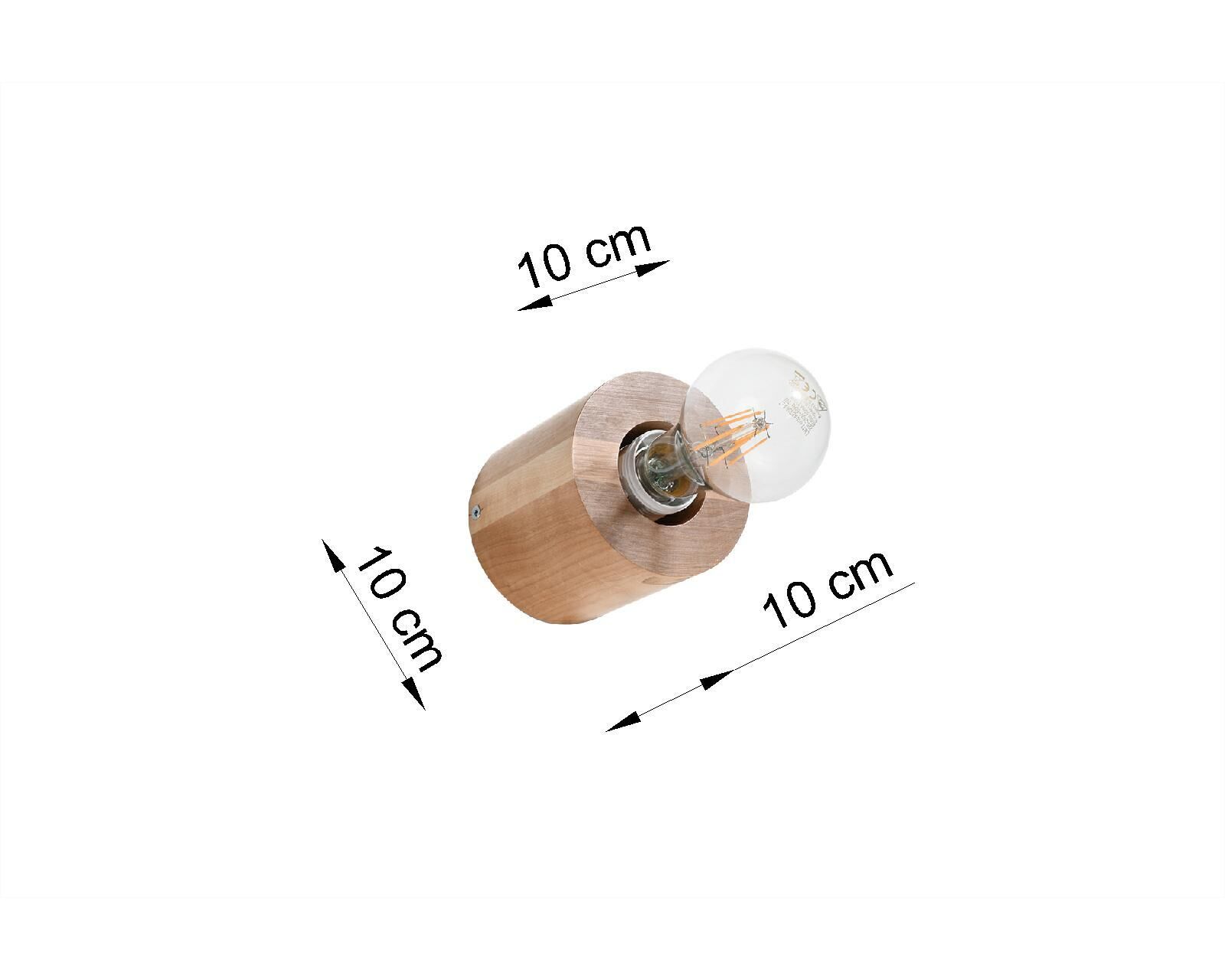 Wohnliche Wandlampe JAZLEAN Holz Ø10cm rund für E27