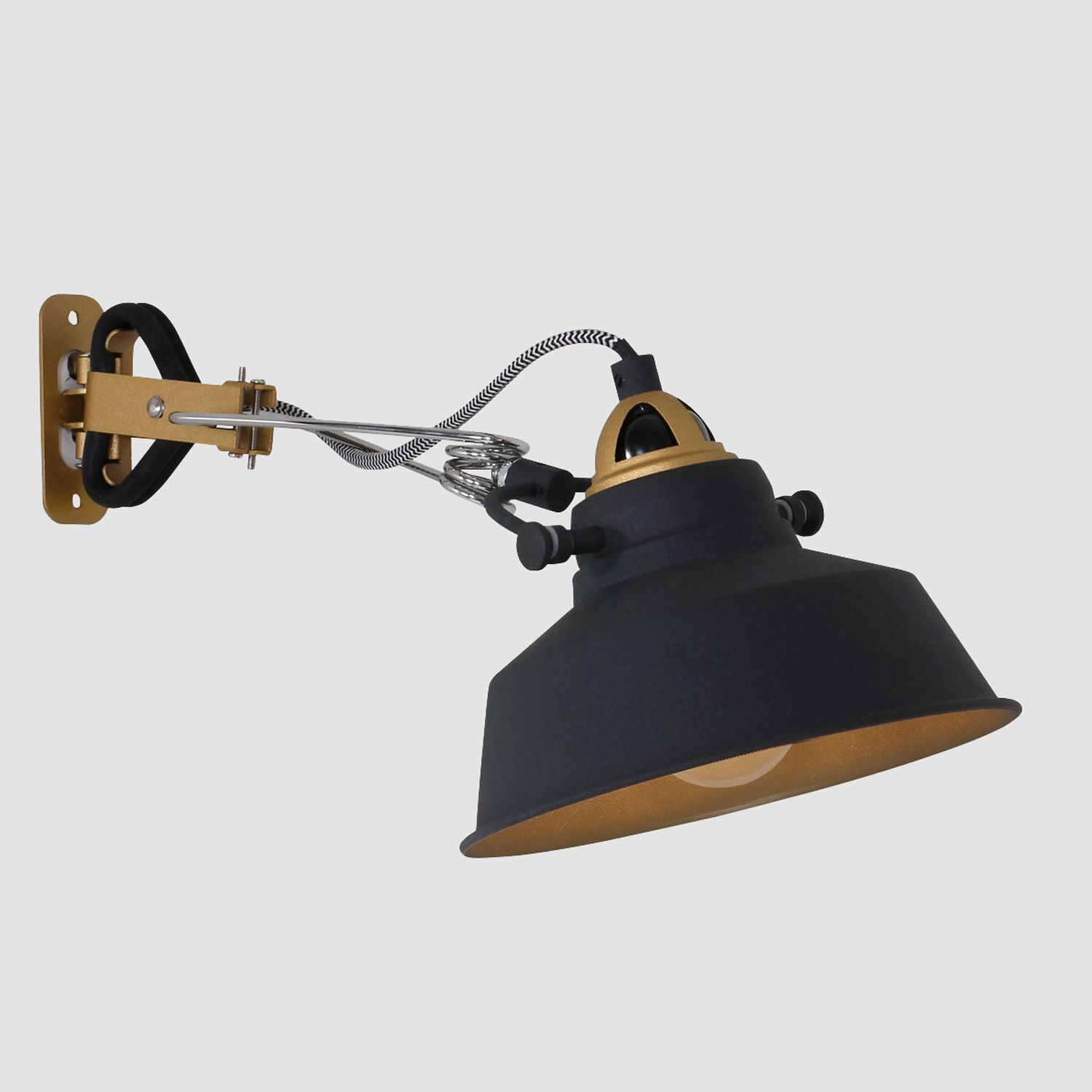 Wandstrahler mit Stecker Metall T:36 cm E27 beweglich