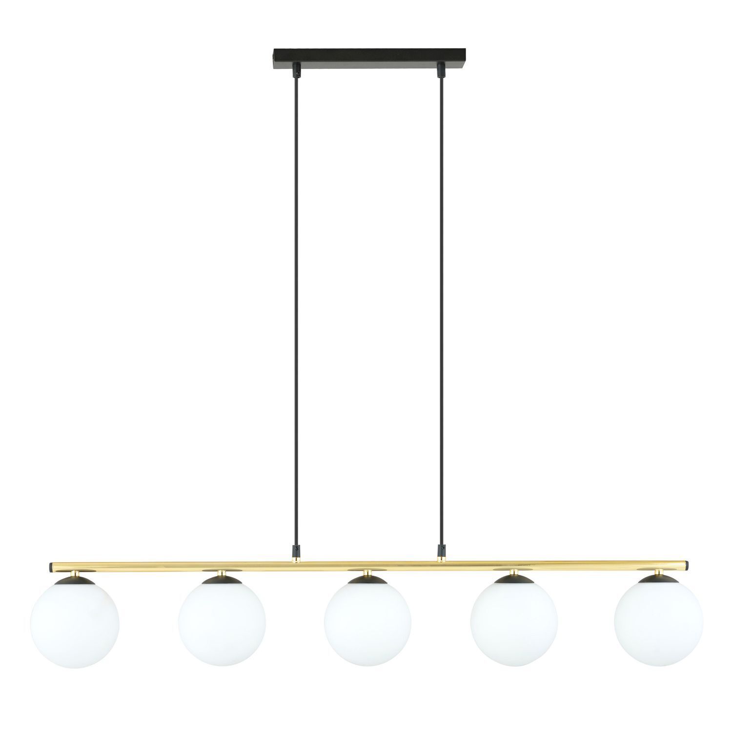 Pendelleuchte Schwarz Weiß Gold E14 Glas Metall 105 cm lang