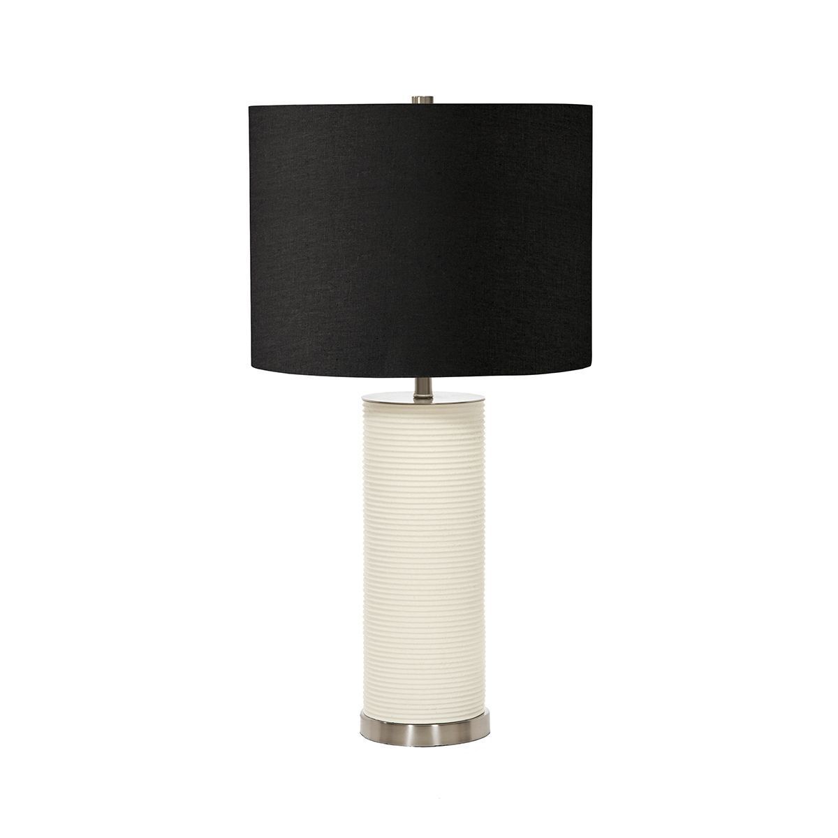 Tischleuchte Weiß Schwarz E27 65 cm Klassisch Wohnzimmer Lampe, Tischlampe, Lampenschirm