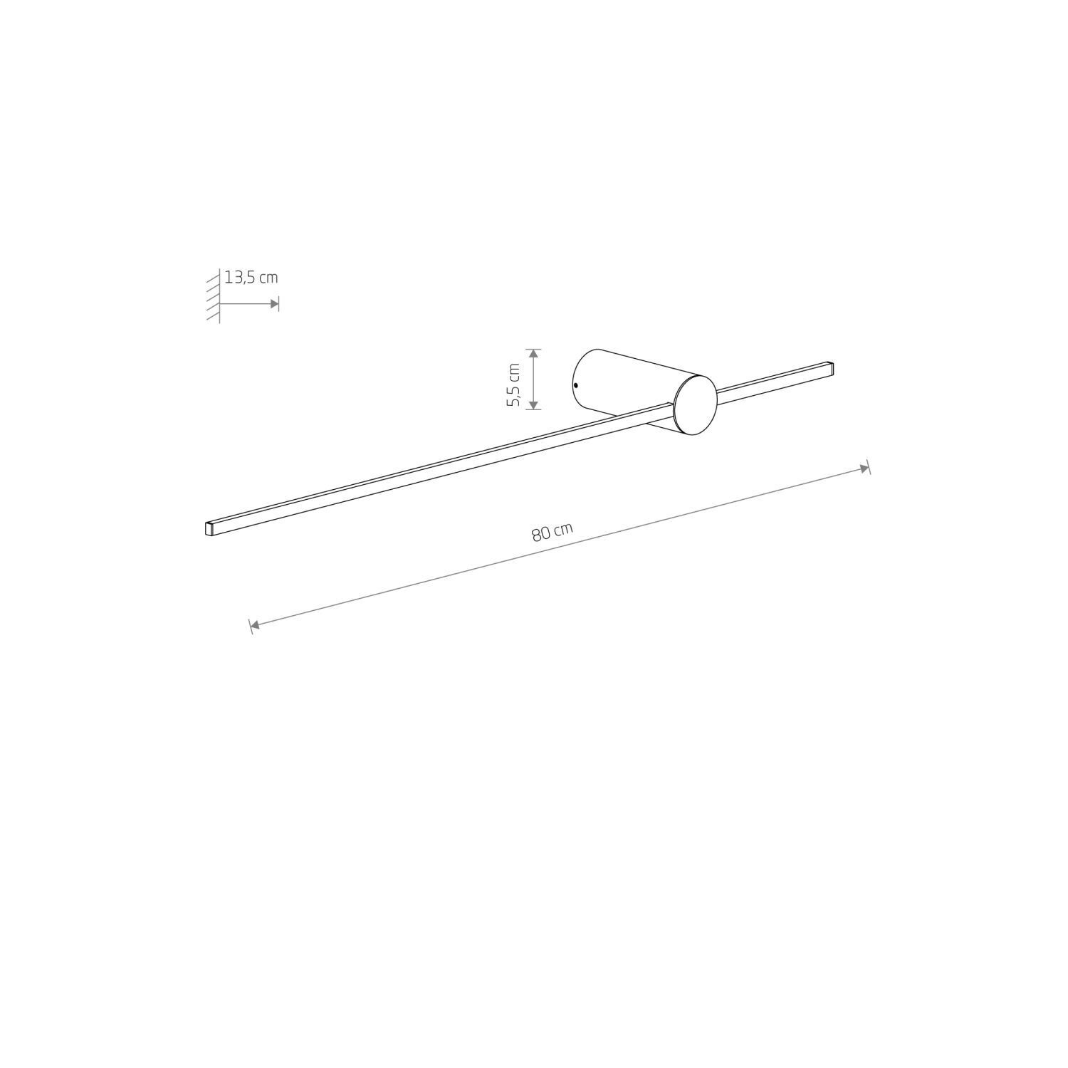 LED Wandlampe Schwarz 4000 K indirekt 80 cm hoch Metall