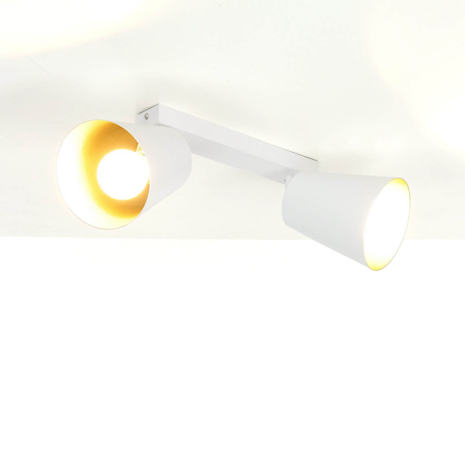 Deckenleuchte Weiß Gold flexibel 2-flammig E27 Beleuchtung, Lampe